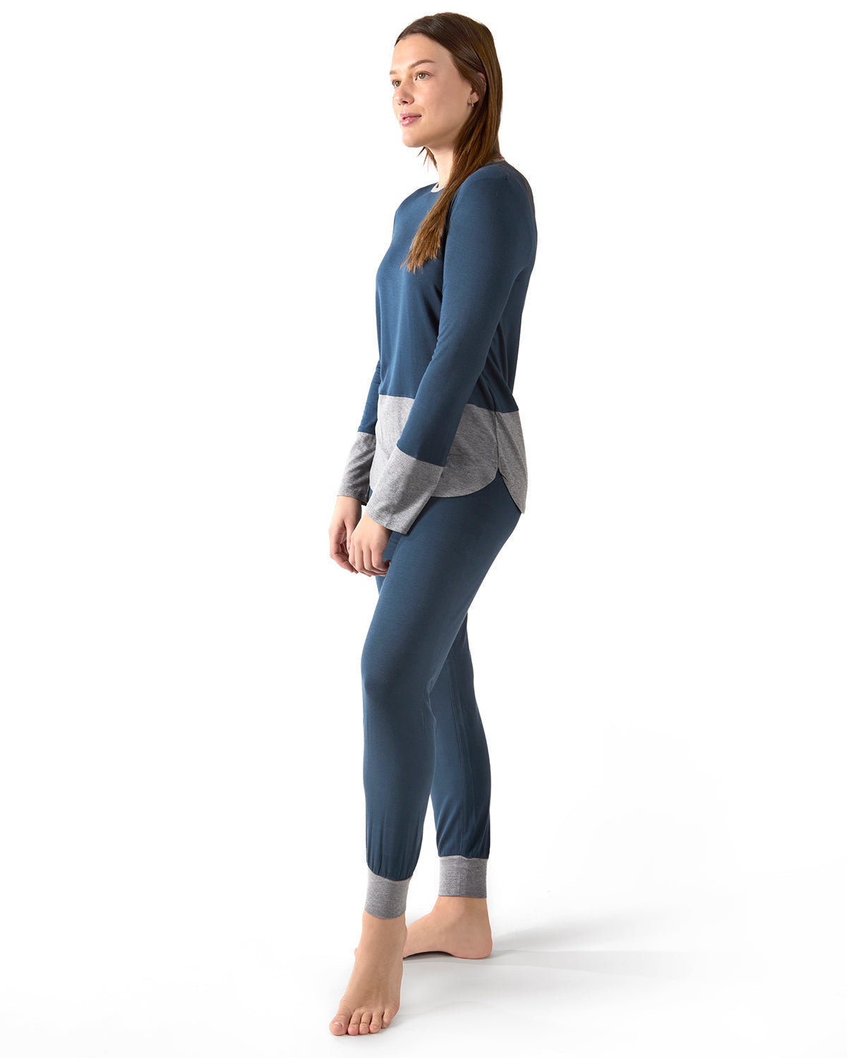 2 Piece Women's Two Tone Blue and Gray Pajama Set - Charming Charlie