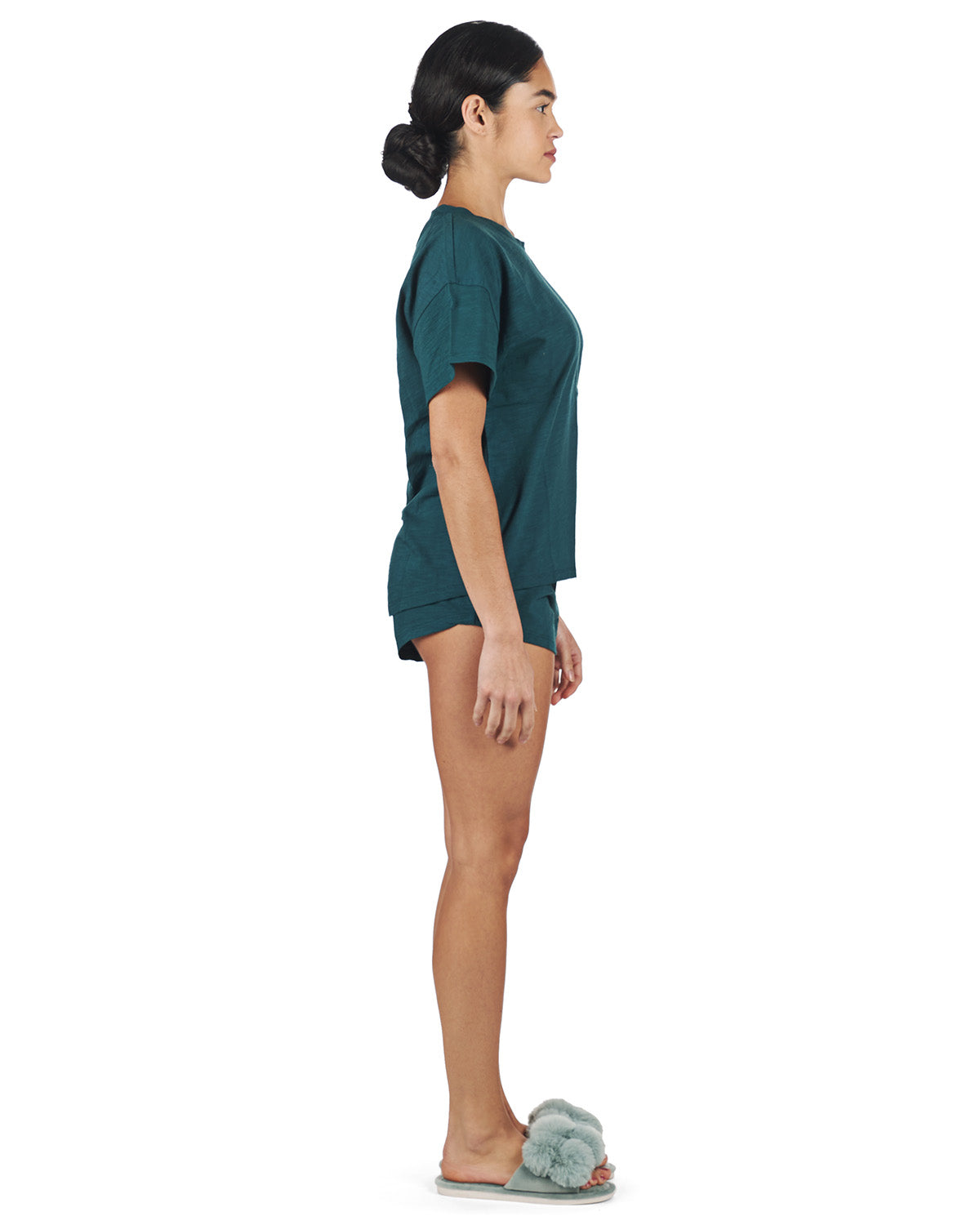 Women's Relaxed Fit 100% Cotton Slub Knit Short Set - Charming Charlie