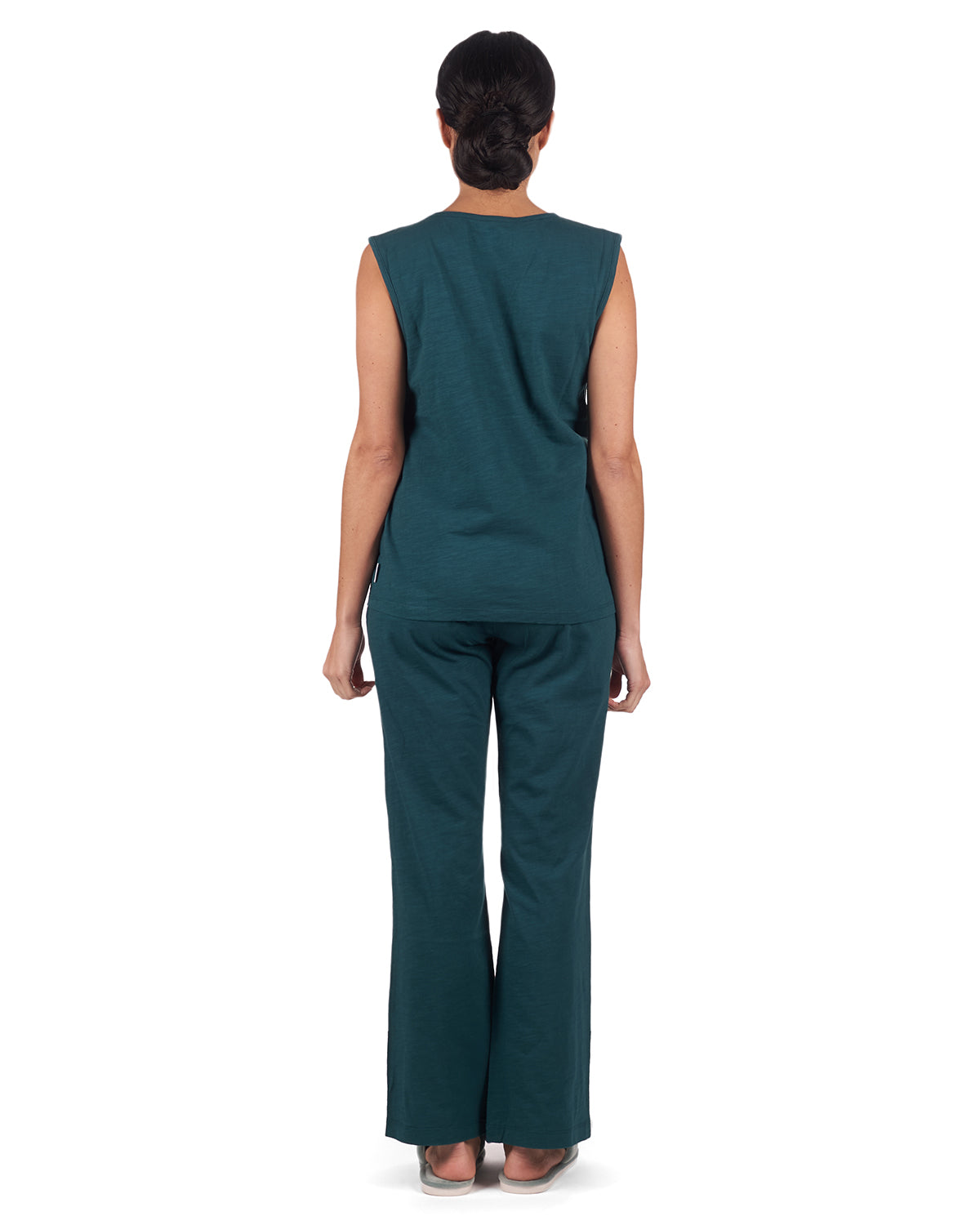 Women's Relaxed Fit 100% Cotton Slub Knit Pants and T-Shirt Set - Charming Charlie