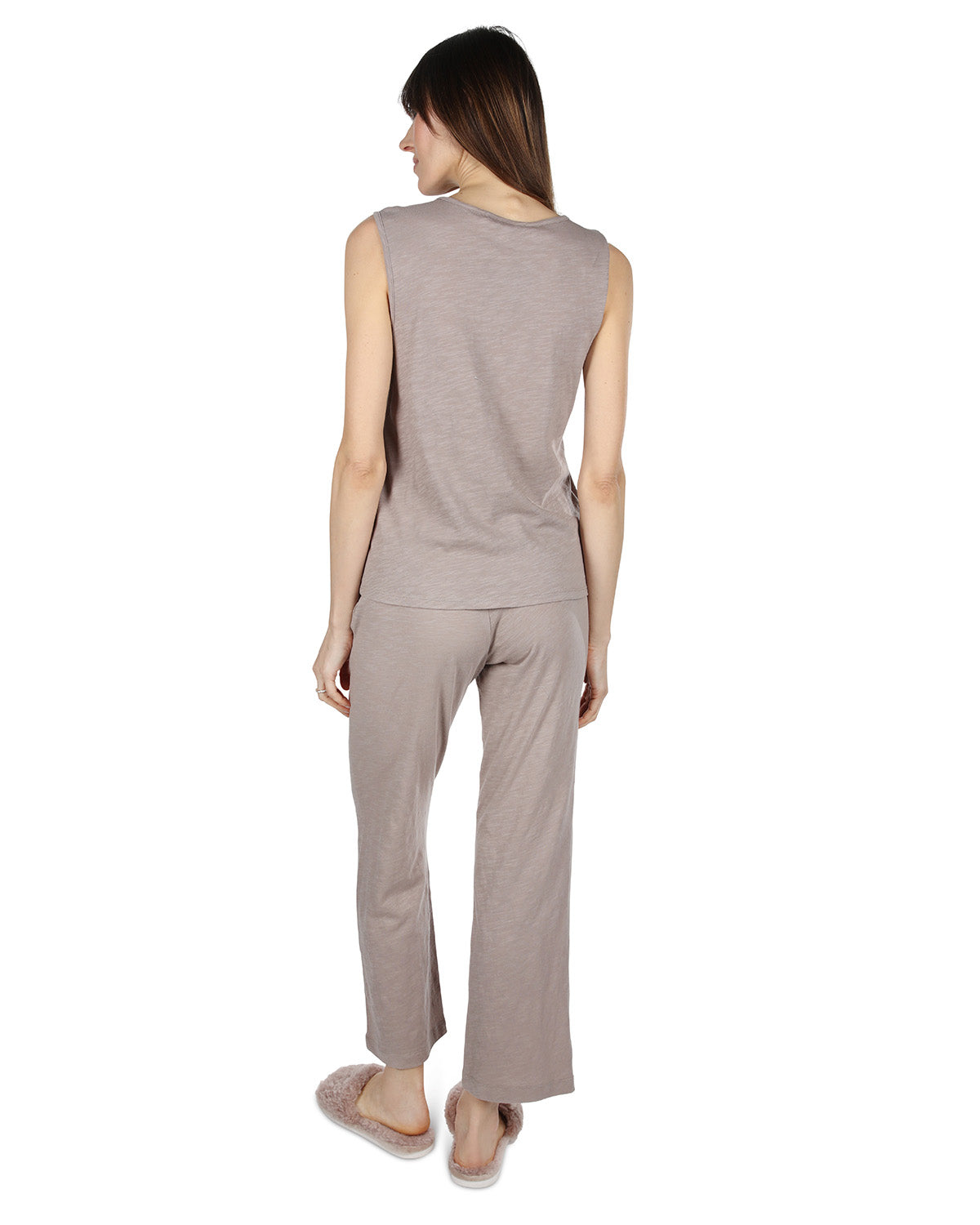 Women's Relaxed Fit 100% Cotton Slub Knit Pants and T-Shirt Set - Charming Charlie