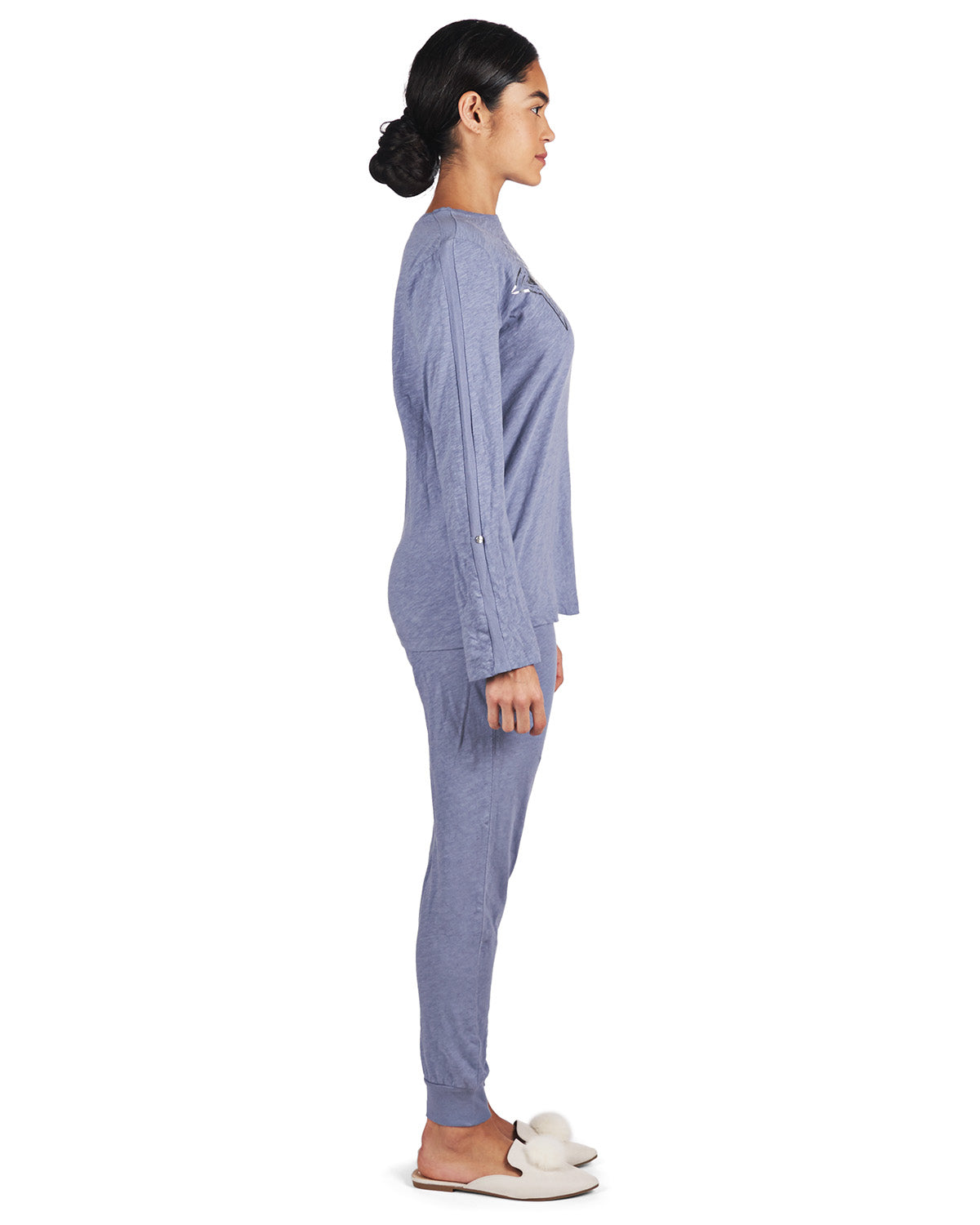 Women's 100% Cotton Slub Knit Metallic Star Accent Pajama Set - Charming Charlie
