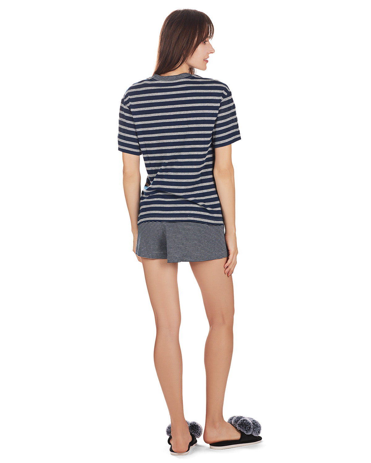 Women's Stripe Tee Cotton Blend Pajama Set - Charming Charlie