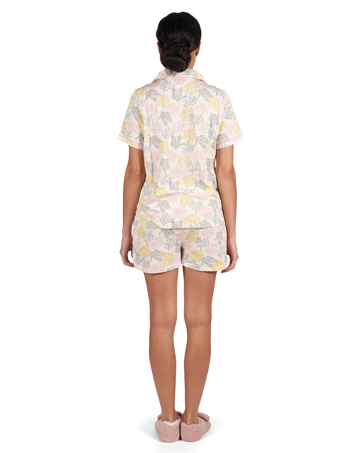 Women's Coral Reef Notch Collar Cotton Blend Pajama Set - Charming Charlie
