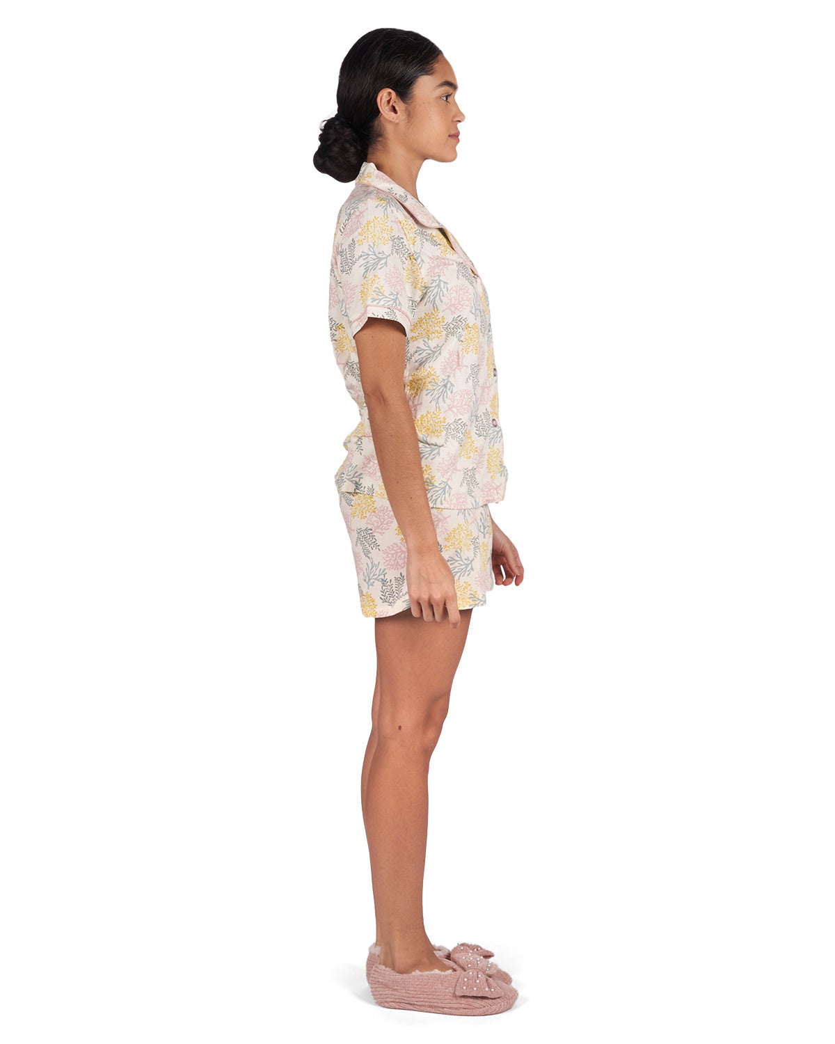 Women's Coral Reef Notch Collar Cotton Blend Pajama Set - Charming Charlie