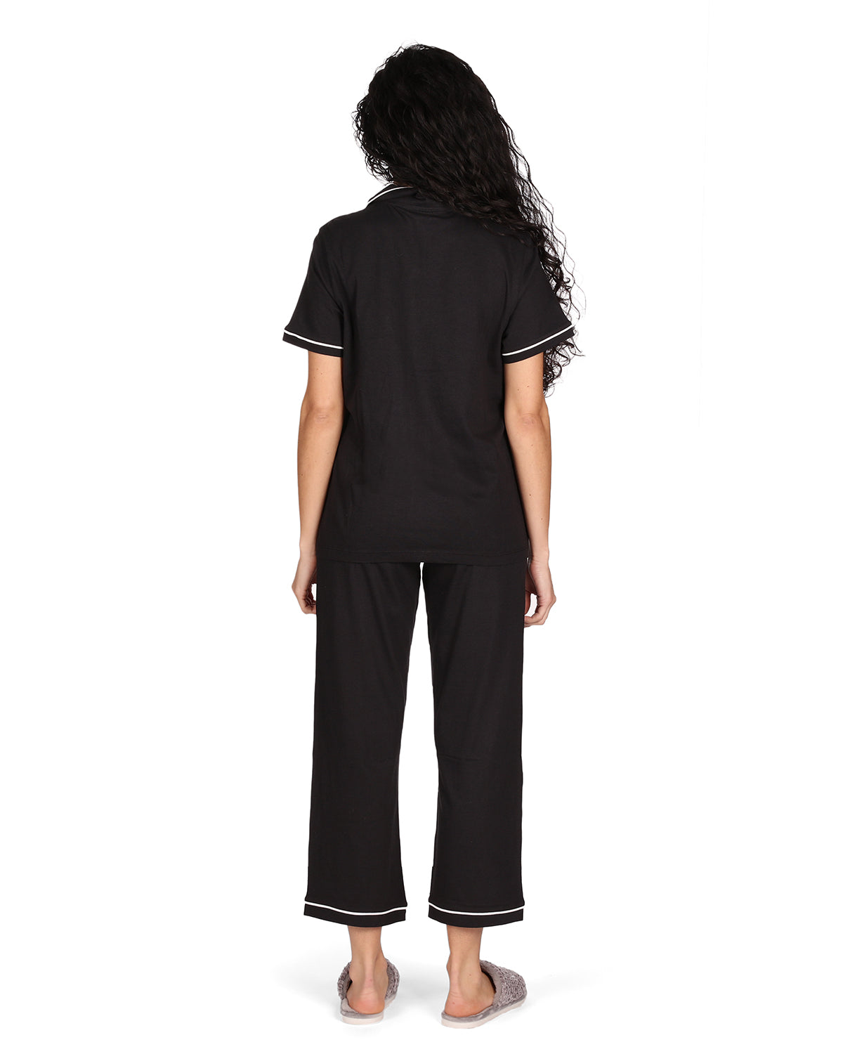 Women's Notch Collar Capri Cotton Blend Pajama Set - Charming Charlie