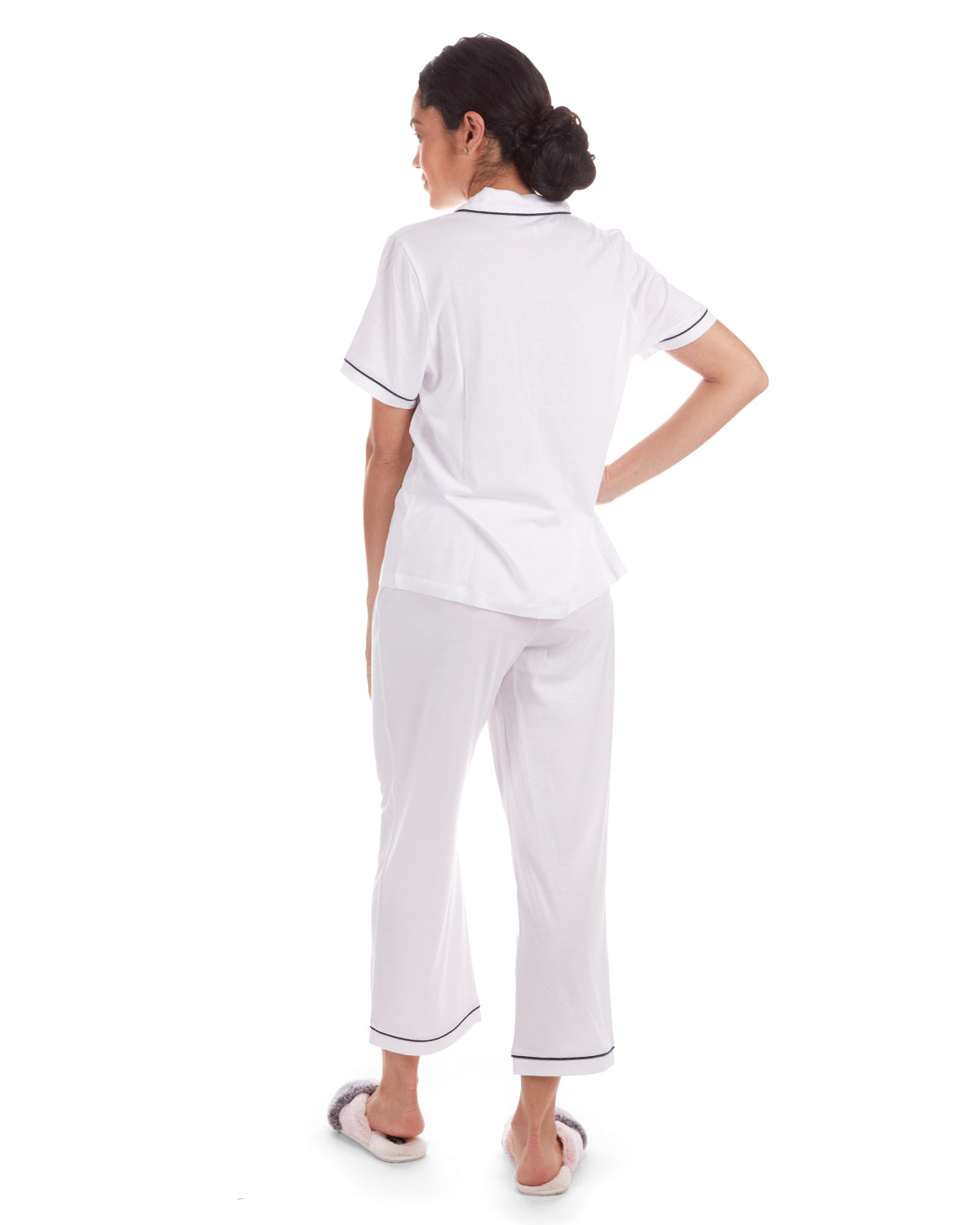 Women's Notch Collar Capri Cotton Blend Pajama Set - Charming Charlie