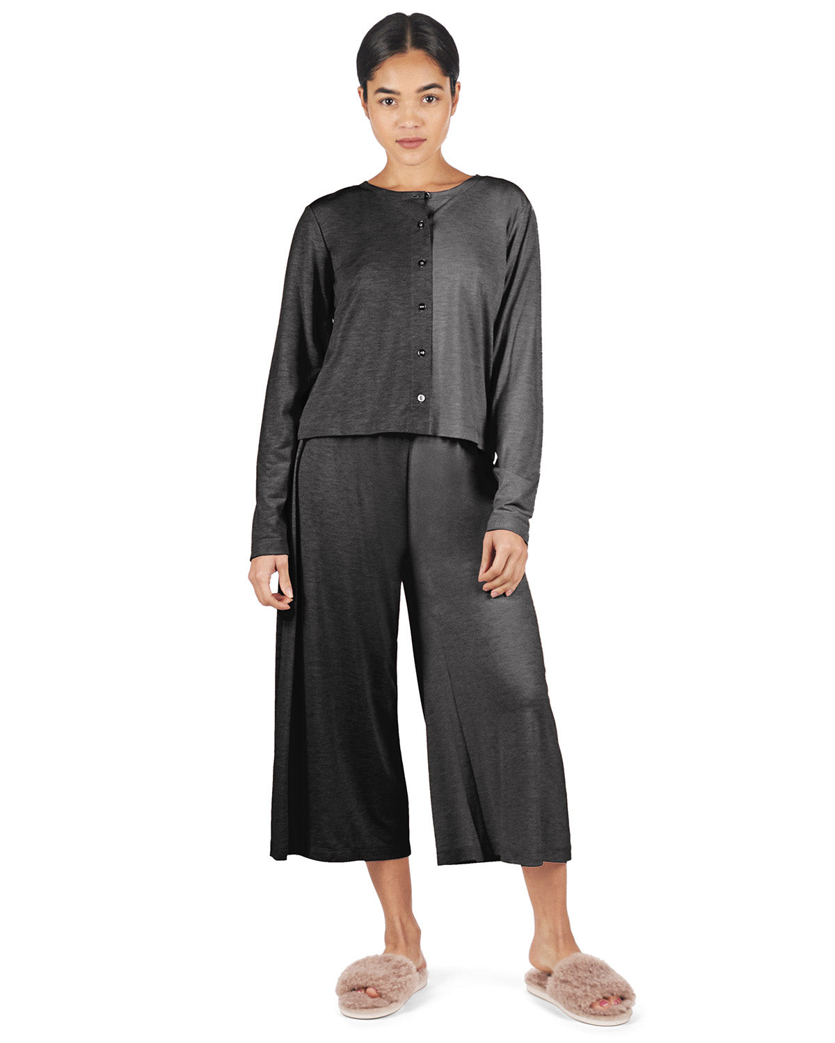 Women's Color Block Modal Button-Down Shirt and Capri Set - Charming Charlie