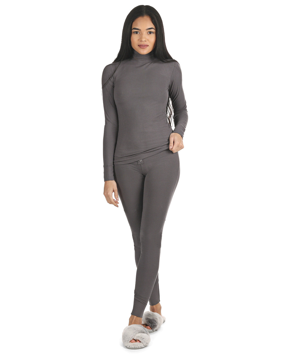 Women's Luxe Ribbed Long Sleeve Top and Pants Set - Charming Charlie