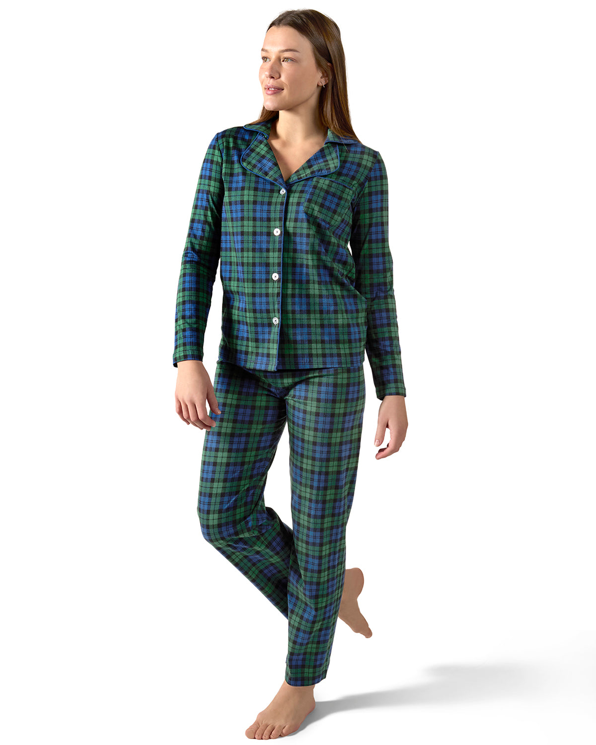 Women's Plaid Notch Collar Two-Piece PJ Set In a Bag - Charming Charlie