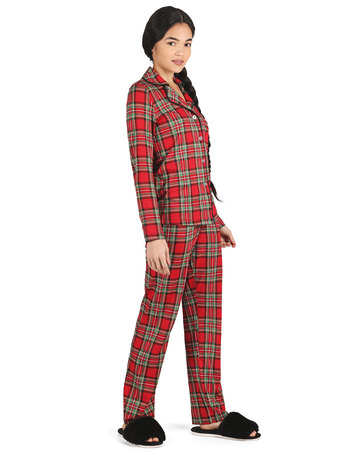 Women's Plaid Notch Collar Two-Piece PJ Set In a Bag - Charming Charlie
