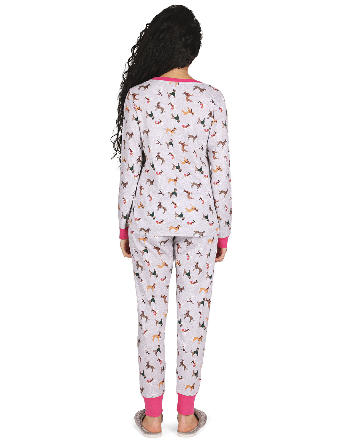 Women's Henley Dog Cotton Blend Pajama Set - Charming Charlie