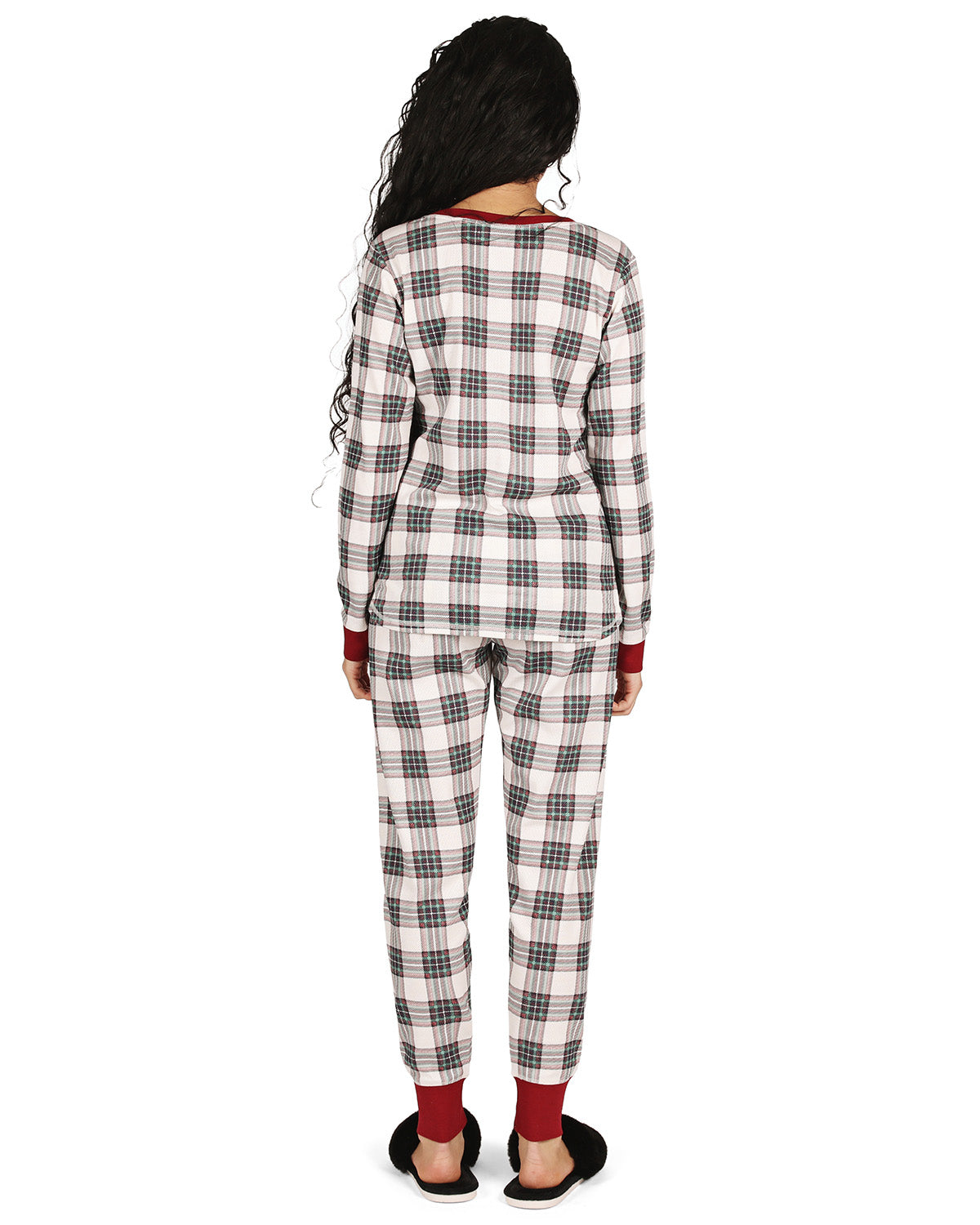 Women's Henley Plaid Cotton Blend Pajama Set - Charming Charlie