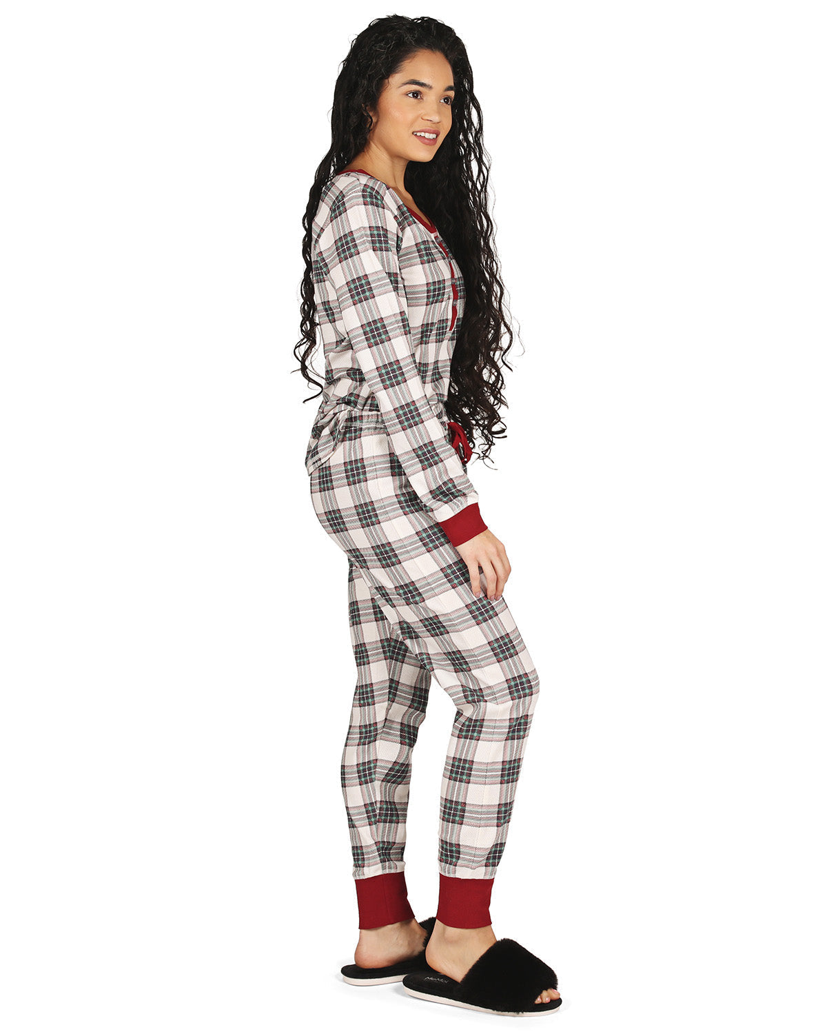 Women's Henley Plaid Cotton Blend Pajama Set - Charming Charlie