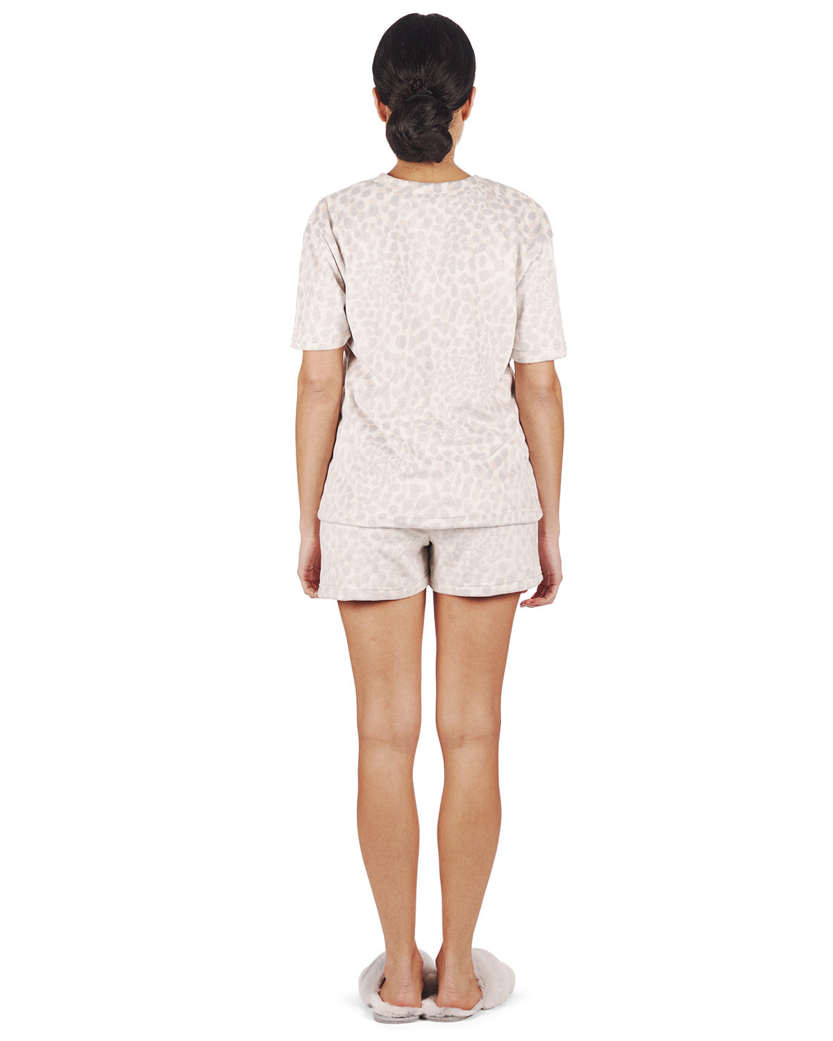2 Piece Women's Leopard Print Velour Short Pajama Set - Charming Charlie