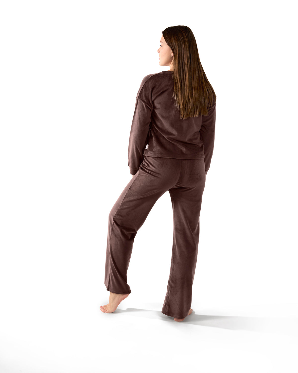 Women's Velour Loose Fit V-Neck Sweatshirt and Pants Set - Charming Charlie