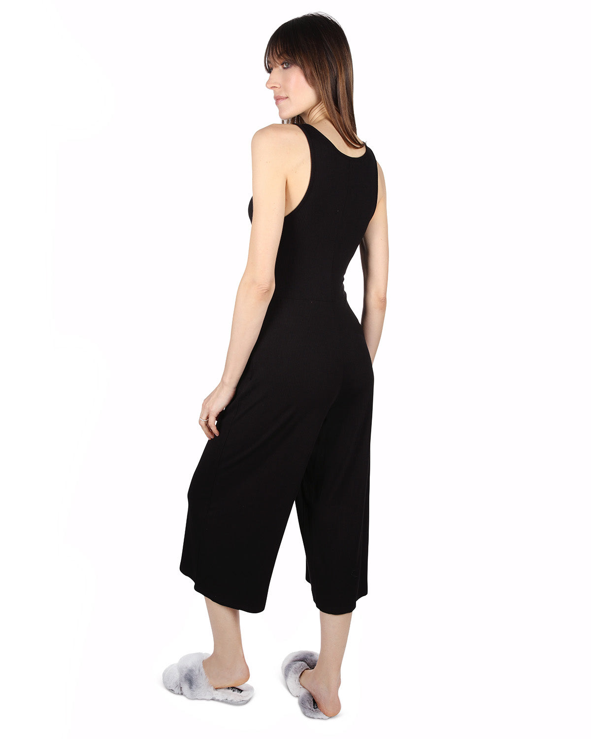 Women's V-Neck Luxe Rib Fitted Capri Style Romper - Charming Charlie