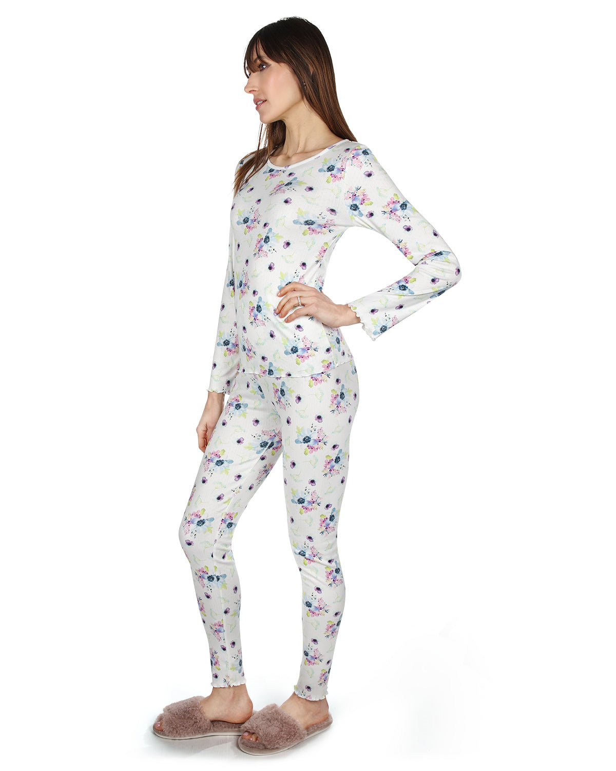 Women's Scalloped Edge Floral Two-Piece PJ Set - Charming Charlie