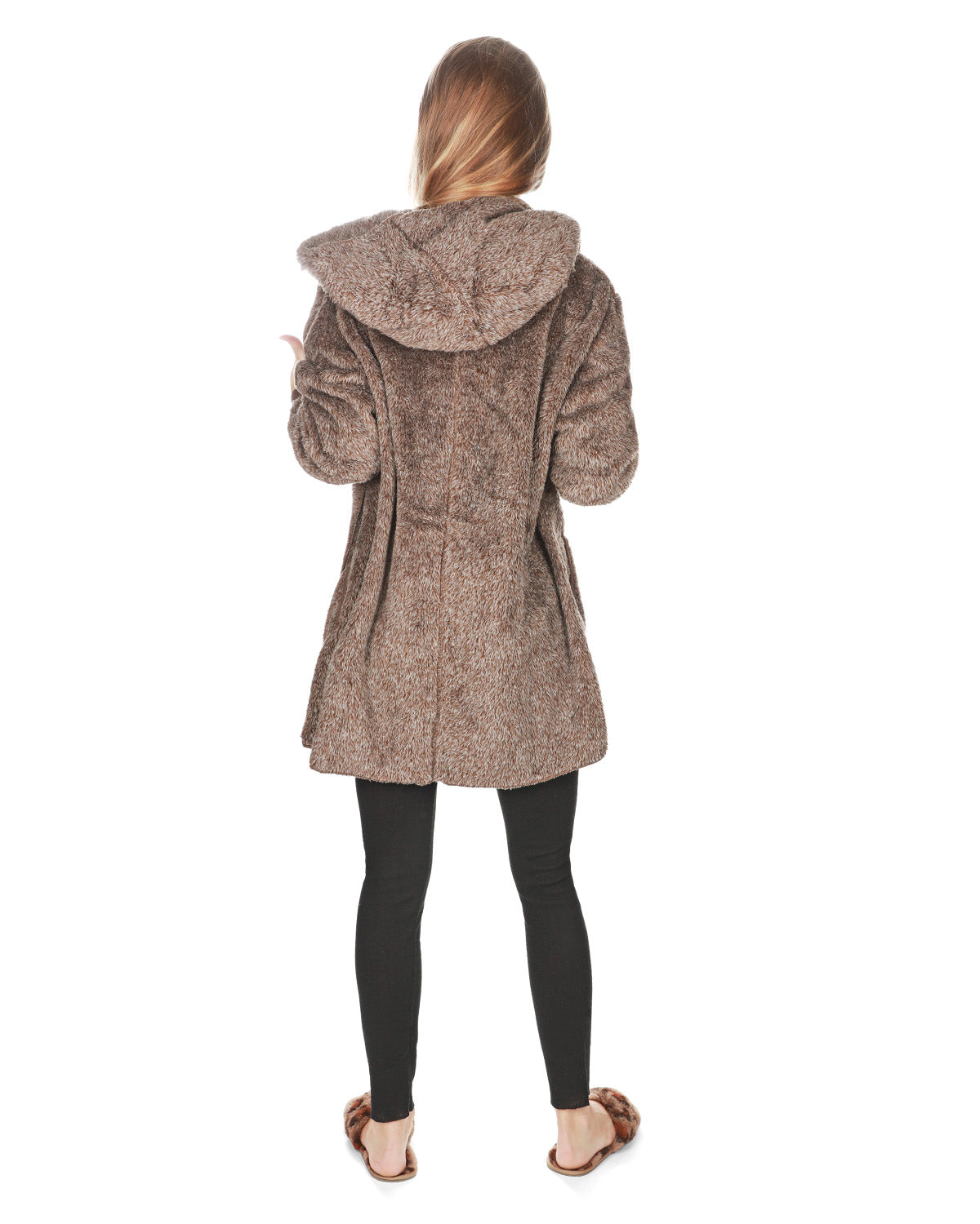 Women's Marled Plush Hooded Lounge Sweater with Shawl Collar - Charming Charlie