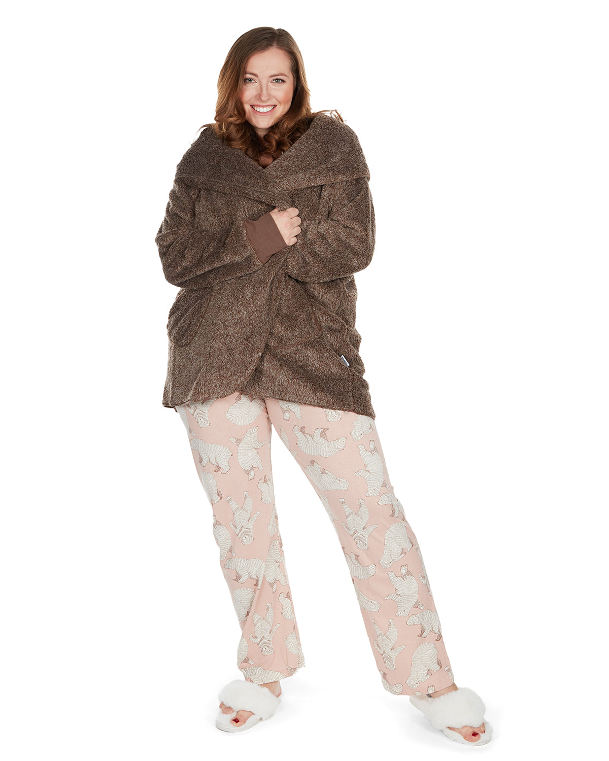 Women's Marled Plush Hooded Lounge Sweater with Shawl Collar - Charming Charlie
