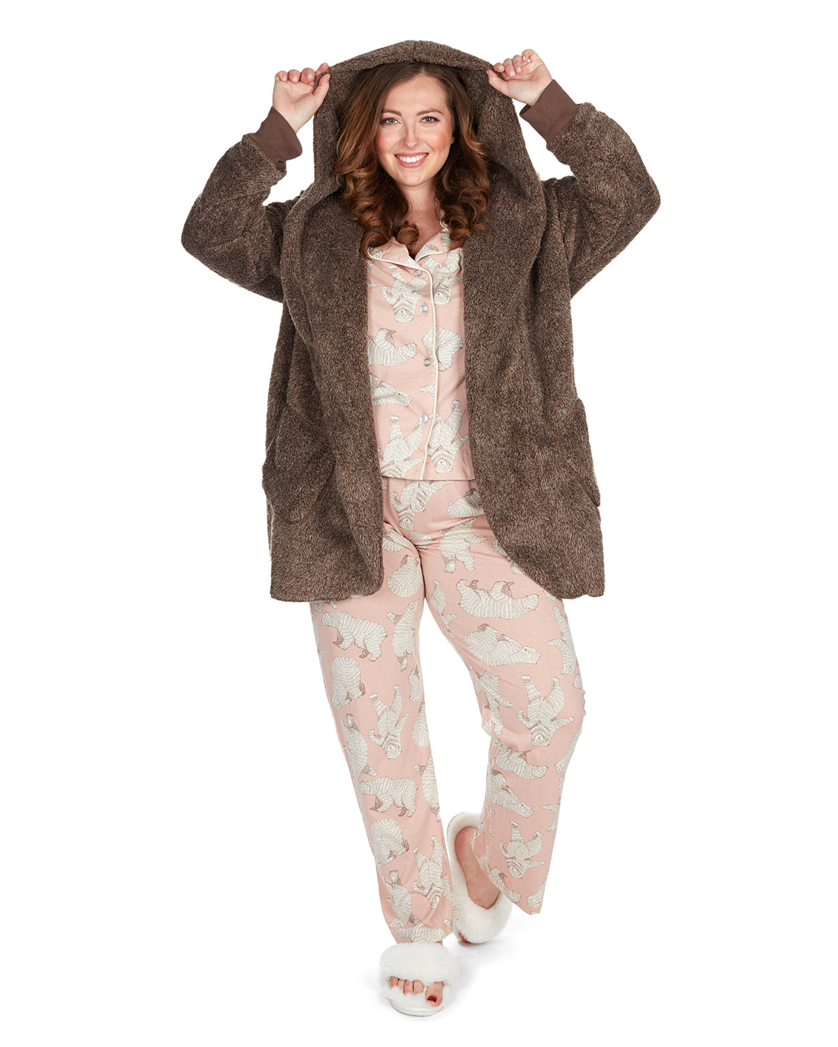 Women's Marled Plush Hooded Lounge Sweater with Shawl Collar - Charming Charlie