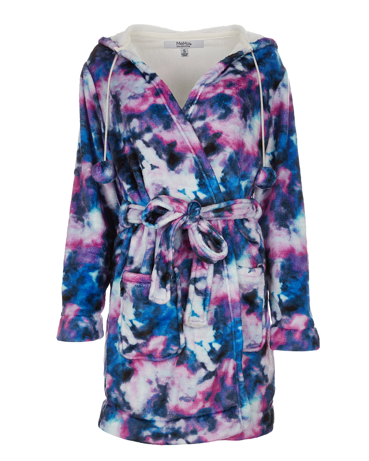 Women's Stardust Galaxy Tie Dye Plush Hooded Robe - Charming Charlie