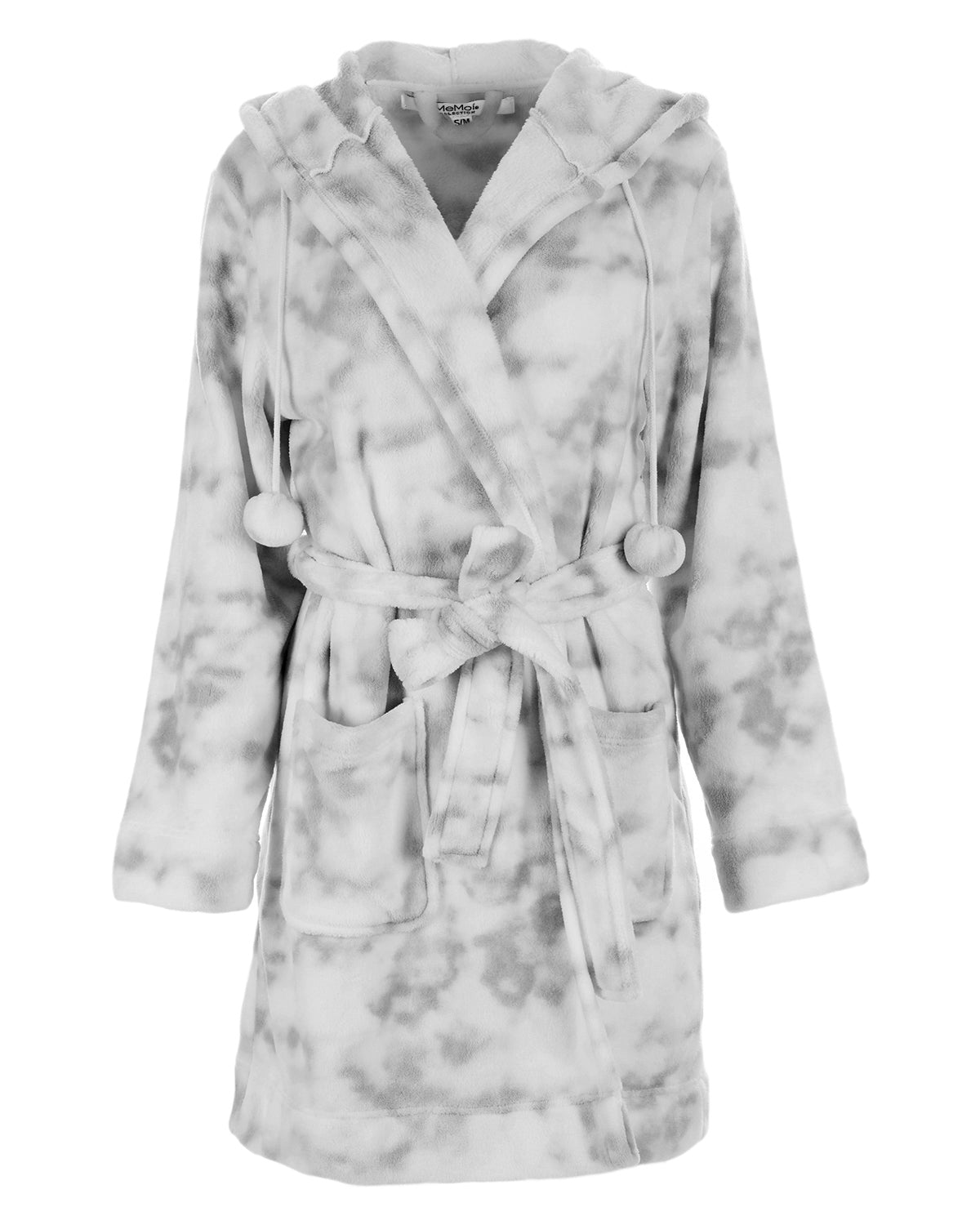Women's Marble Luxe Fleece Plush Pom Pom Lounge Robe - Charming Charlie