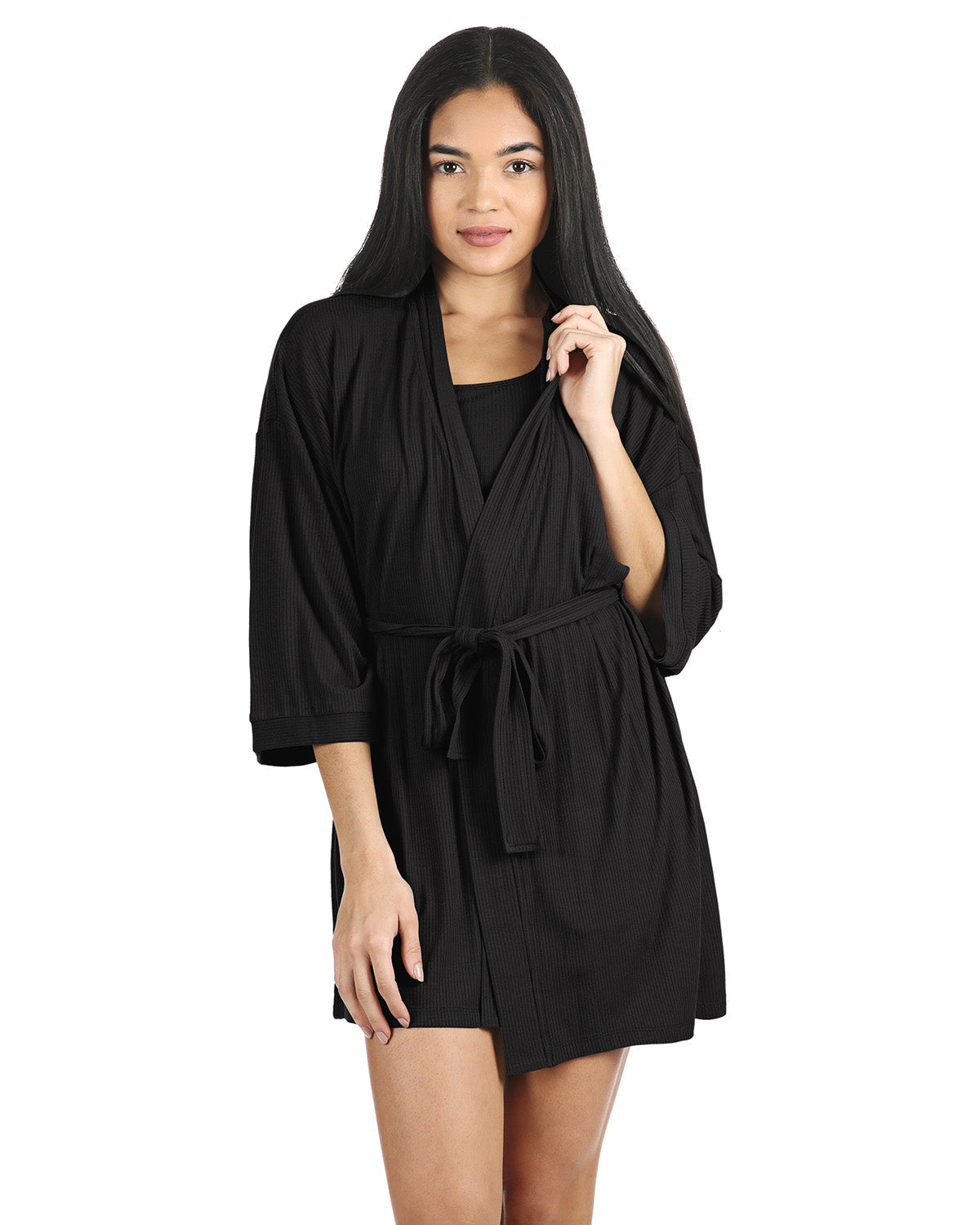 Women's Luxe Ribbed Open-Front Short Robe - Charming Charlie