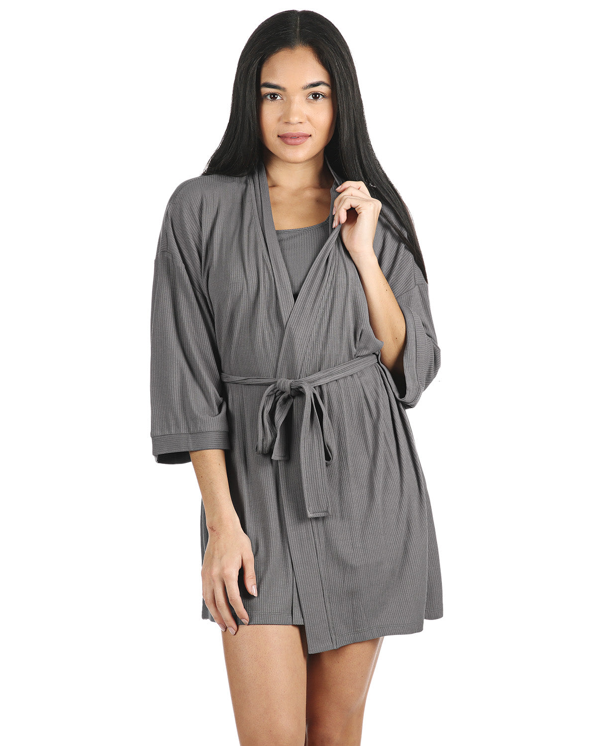 Women's Luxe Ribbed Open-Front Short Robe - Charming Charlie