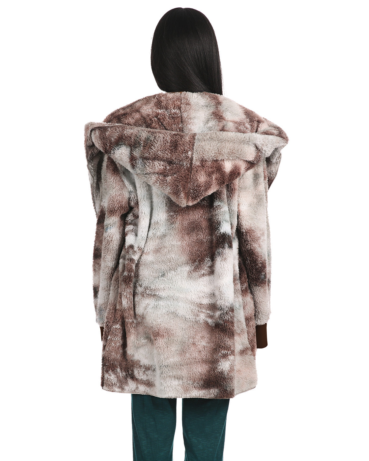 Women's Tie Dye Plush Hooded Cardigan Sweater - Charming Charlie