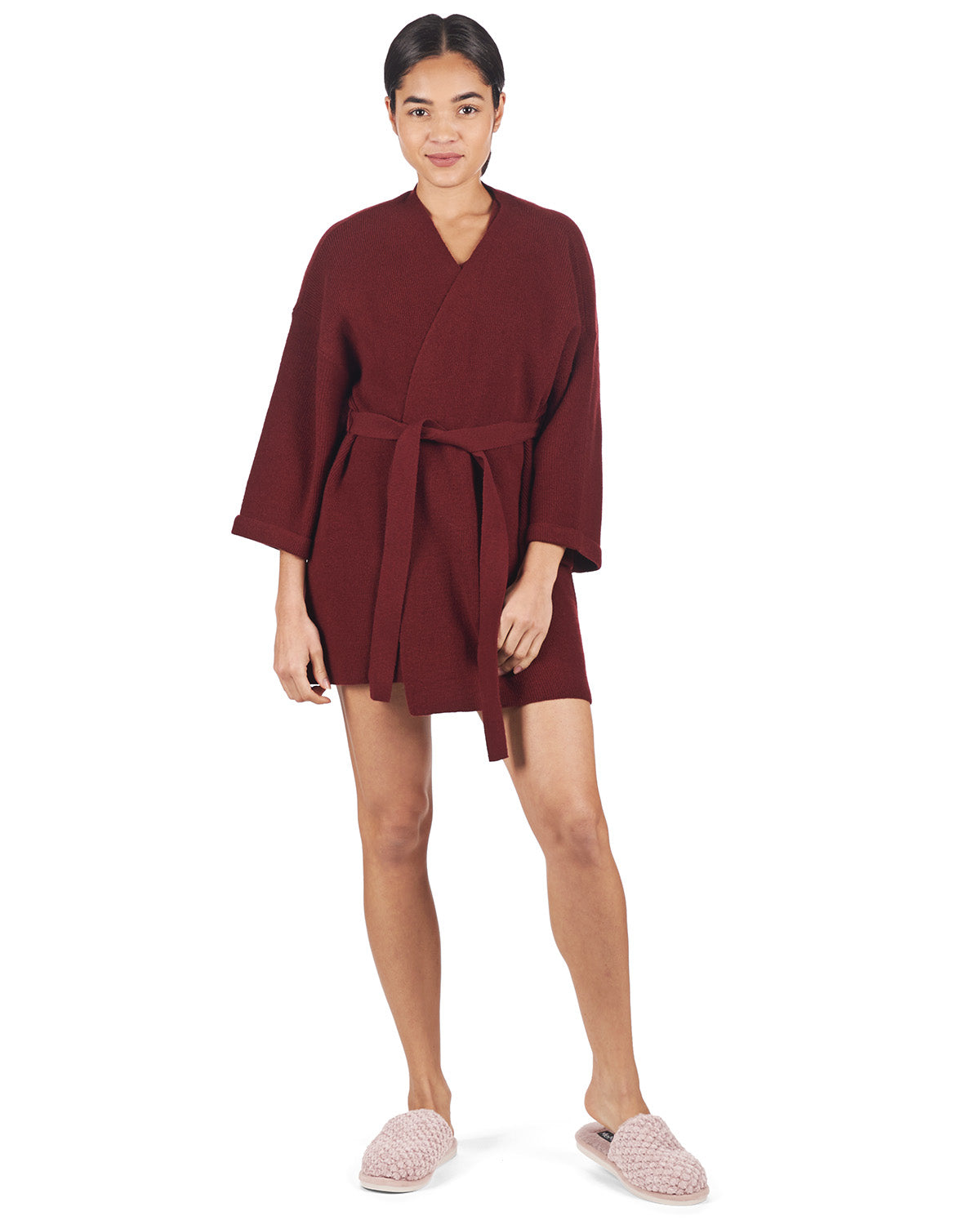 Women's Warm Sweater Knit Short Open-Front Lounge Robe - Charming Charlie