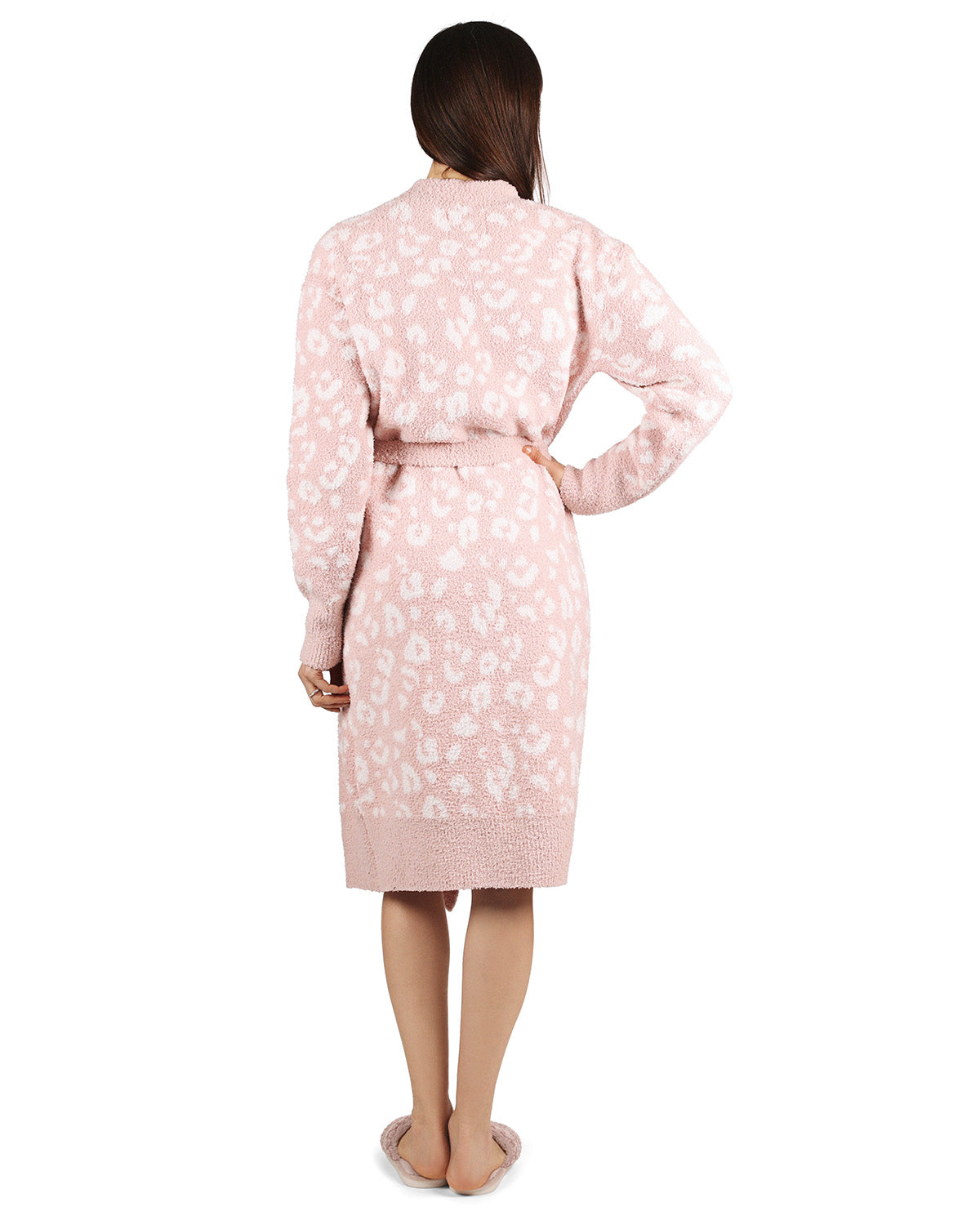 Women's Leopard Print Cozy Knit Short Long-Sleeve Robe - Charming Charlie