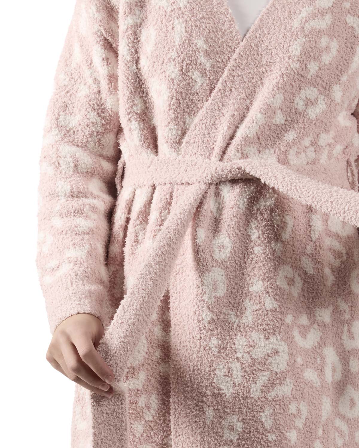 Women's Leopard Print Cozy Knit Short Long-Sleeve Robe - Charming Charlie