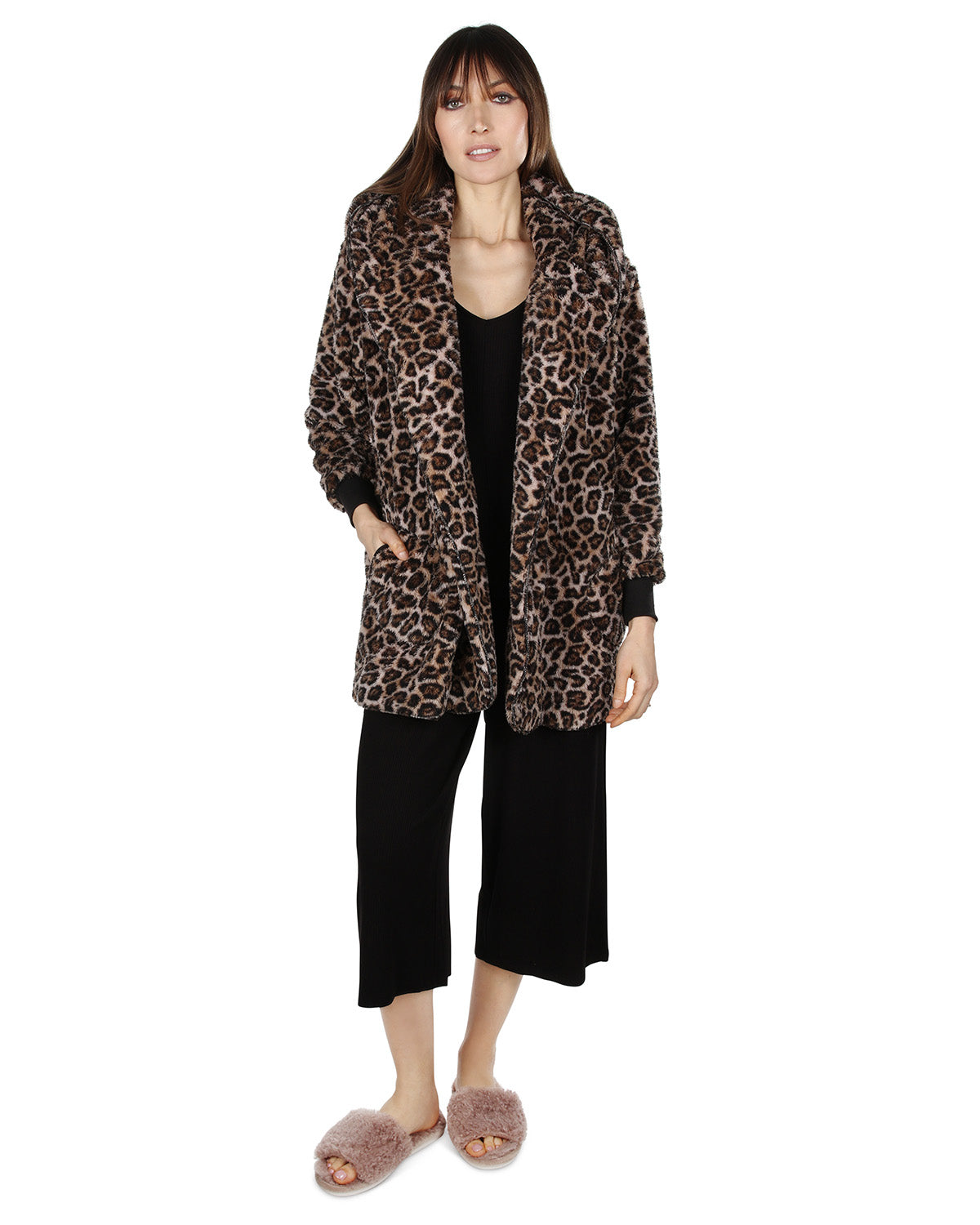 Women's Leopard Plush Hooded Cardigan - Charming Charlie