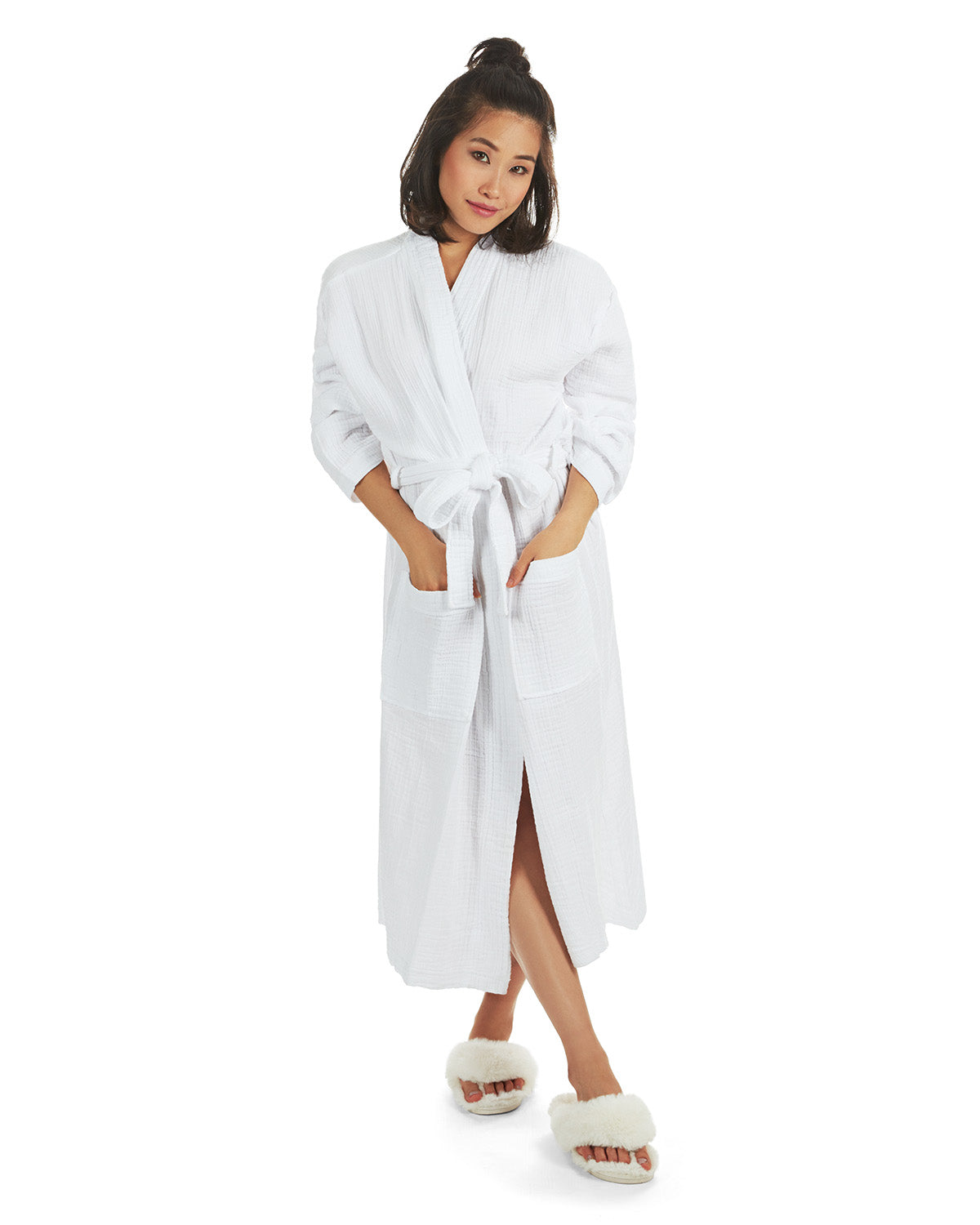 Women's 100% Cotton Woven Gauze Spa-Style Kimono Robe - Charming Charlie