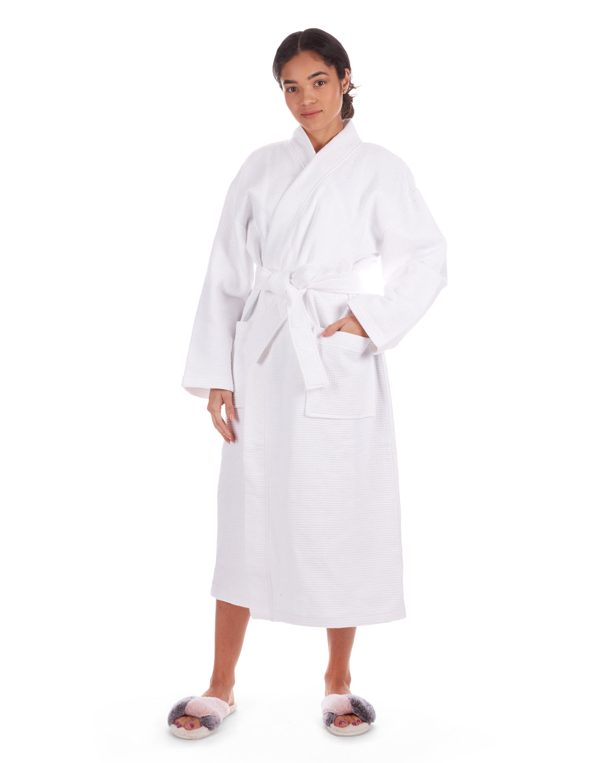 Women's 100% Cotton Woven Waffle Spa-Style Kimono Robe - Charming Charlie