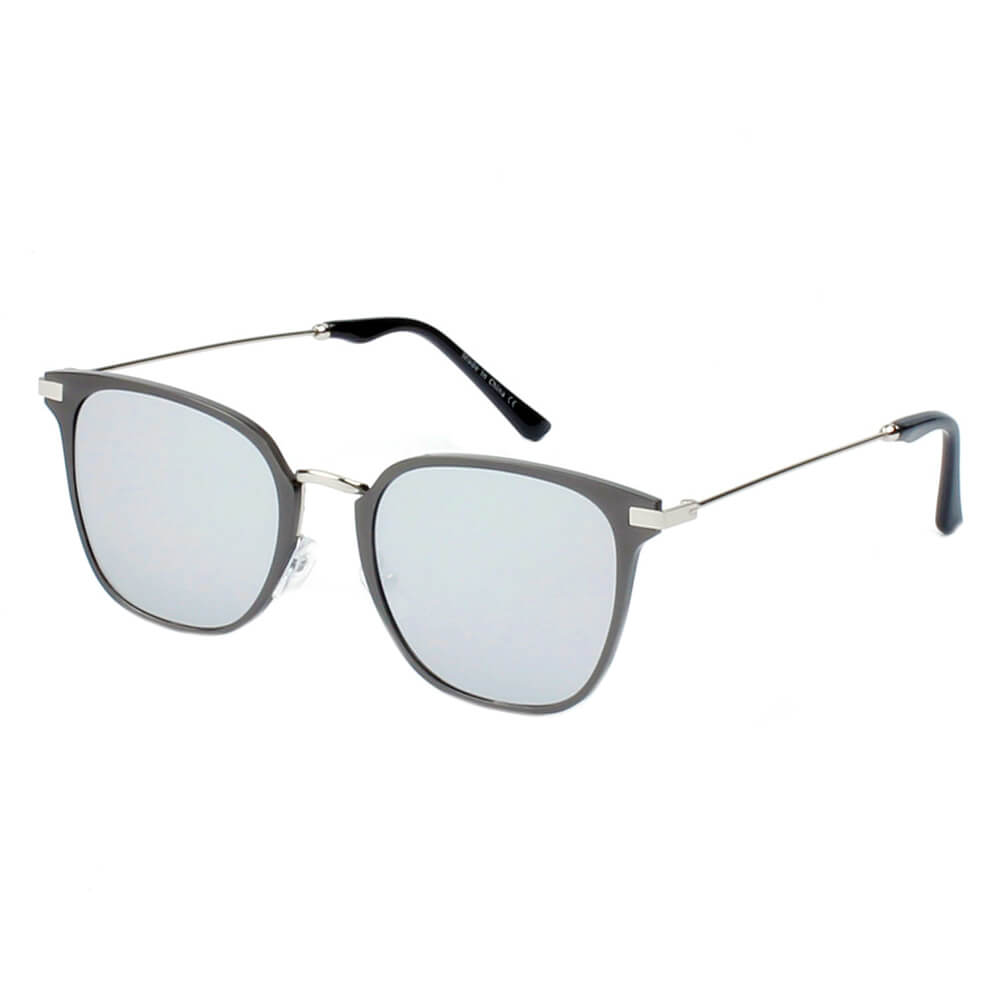 CAMBRIDGE | A22 - Pillowed Rectangle Flat Lens Horned Rim Sunglasses - Cramilo Eyewear - Stylish Trendy Affordable Sunglasses Clear Glasses Eye Wear Fashion
