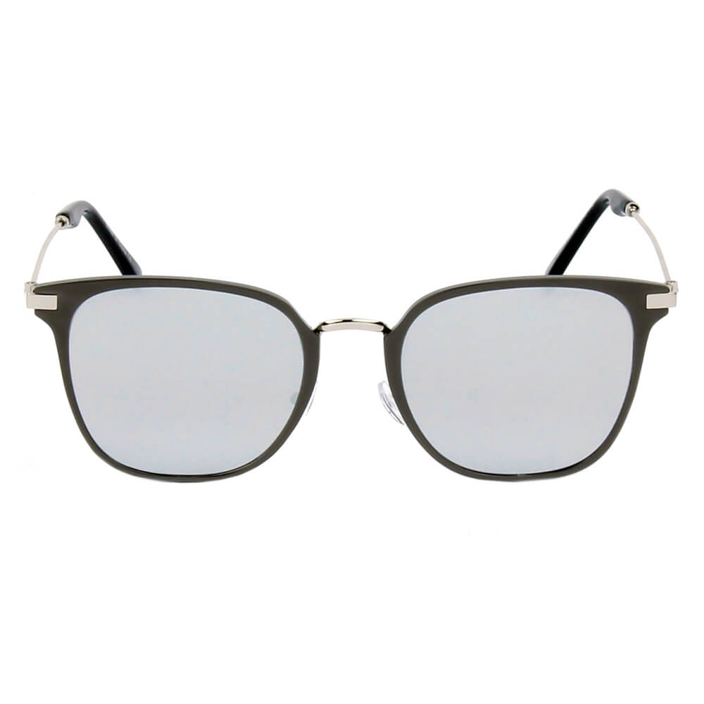 CAMBRIDGE | A22 - Pillowed Rectangle Flat Lens Horned Rim Sunglasses - Cramilo Eyewear - Stylish Trendy Affordable Sunglasses Clear Glasses Eye Wear Fashion