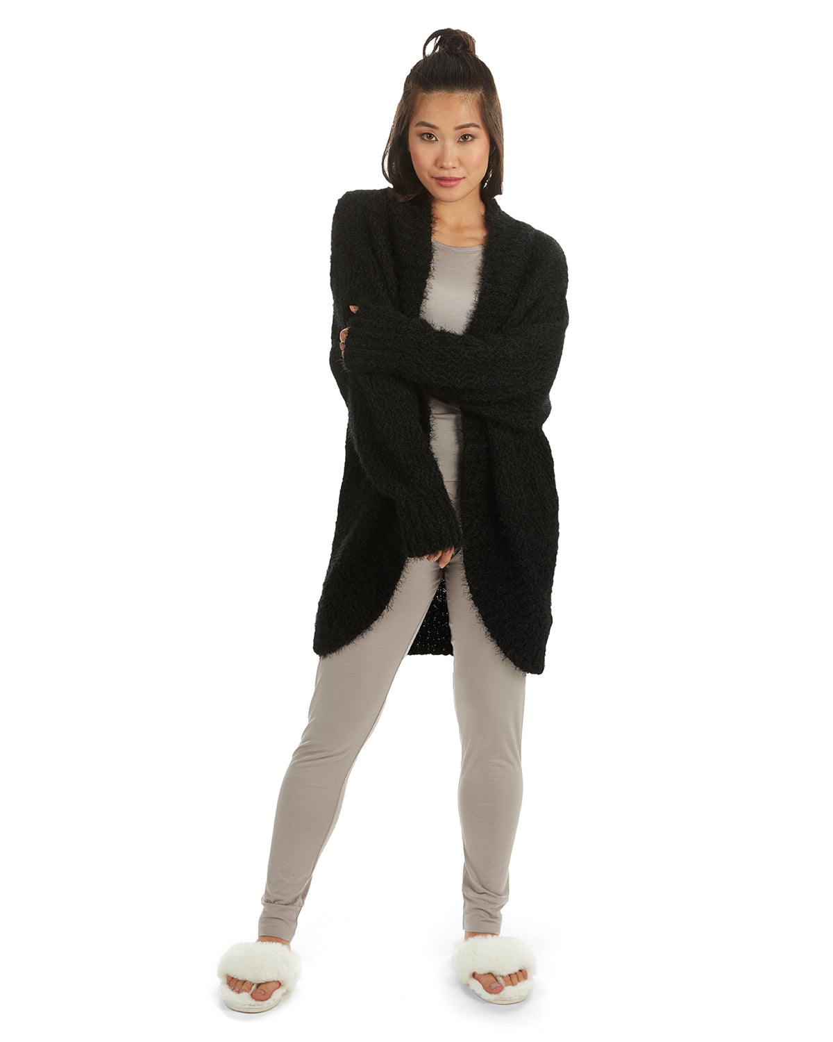 Women's Fuzzy Cocoon Loose Open-Front Cardigan Sweater - Charming Charlie