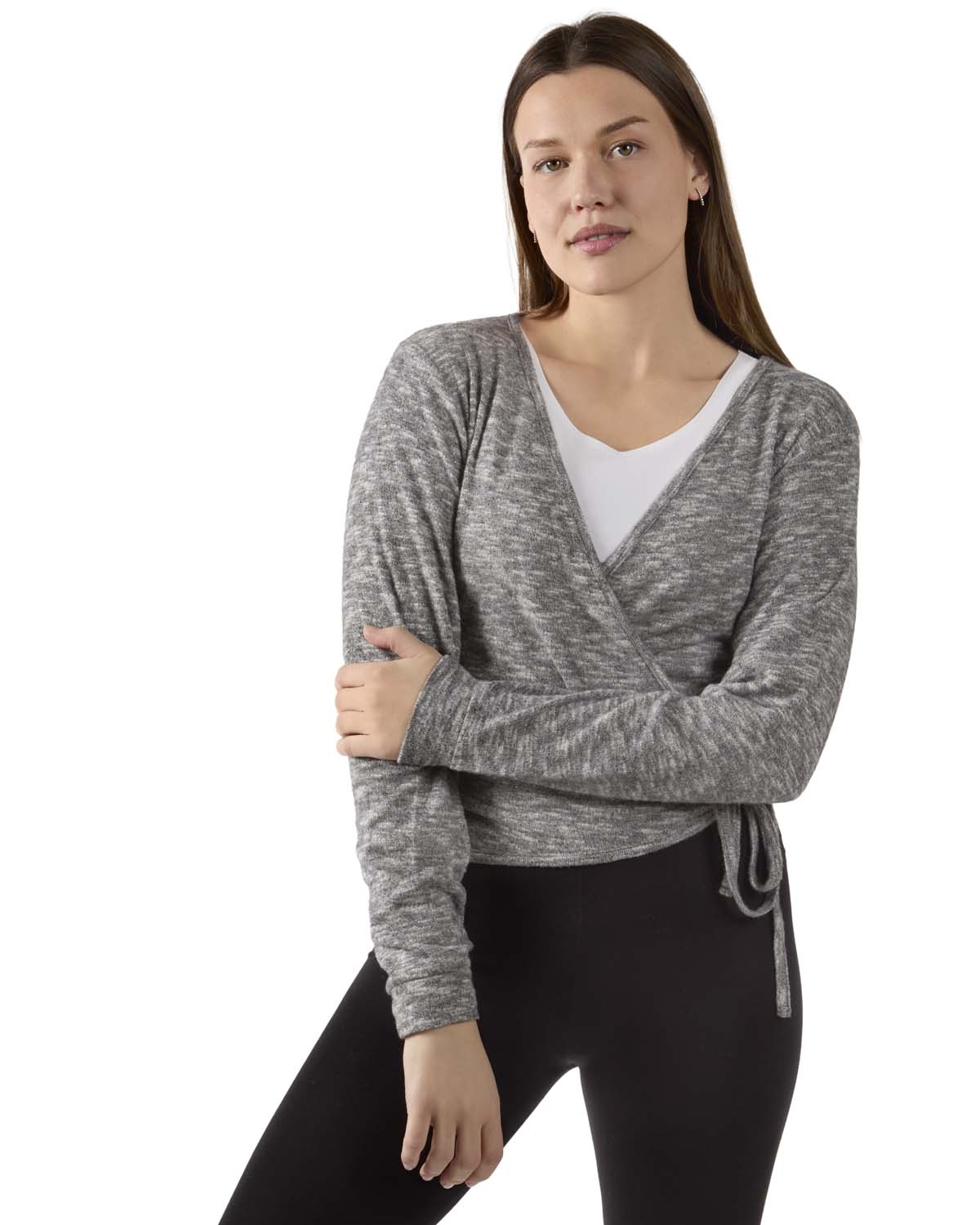 Women's Ultra-Soft Lightweight Hacci Short Wrap Top - Charming Charlie