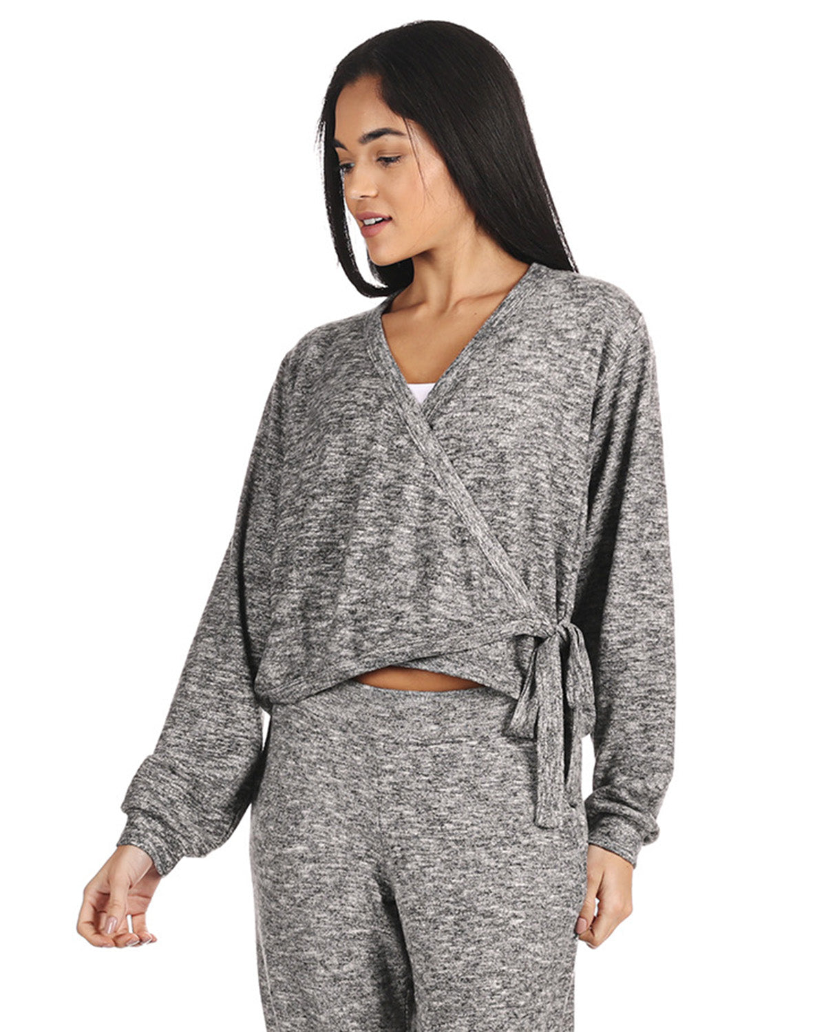 Women's Ultra-Soft Lightweight Hacci Short Wrap Top - Charming Charlie