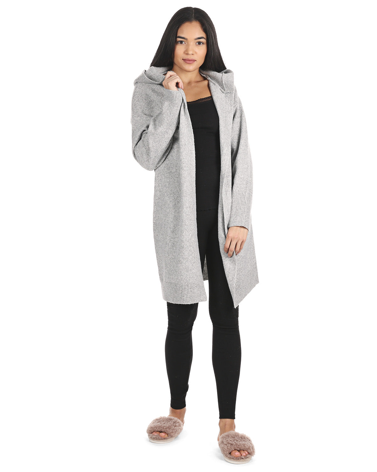 Women's Sweater Knit Hooded Open-Front Cardigan Sweater - Charming Charlie