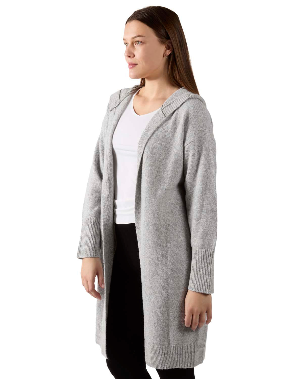 Women's Sweater Knit Hooded Open-Front Cardigan Sweater - Charming Charlie