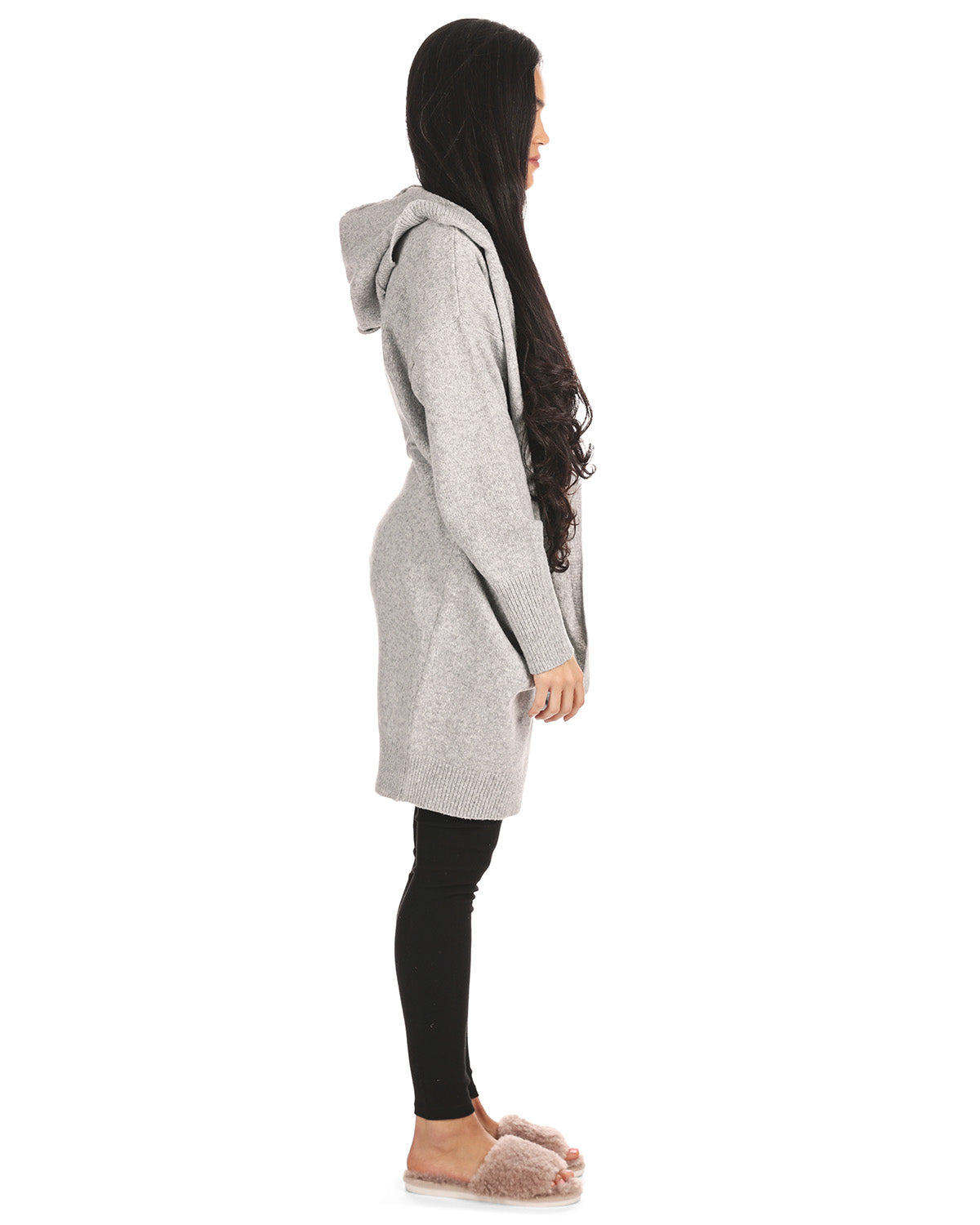 Women's Sweater Knit Hooded Open-Front Cardigan Sweater - Charming Charlie