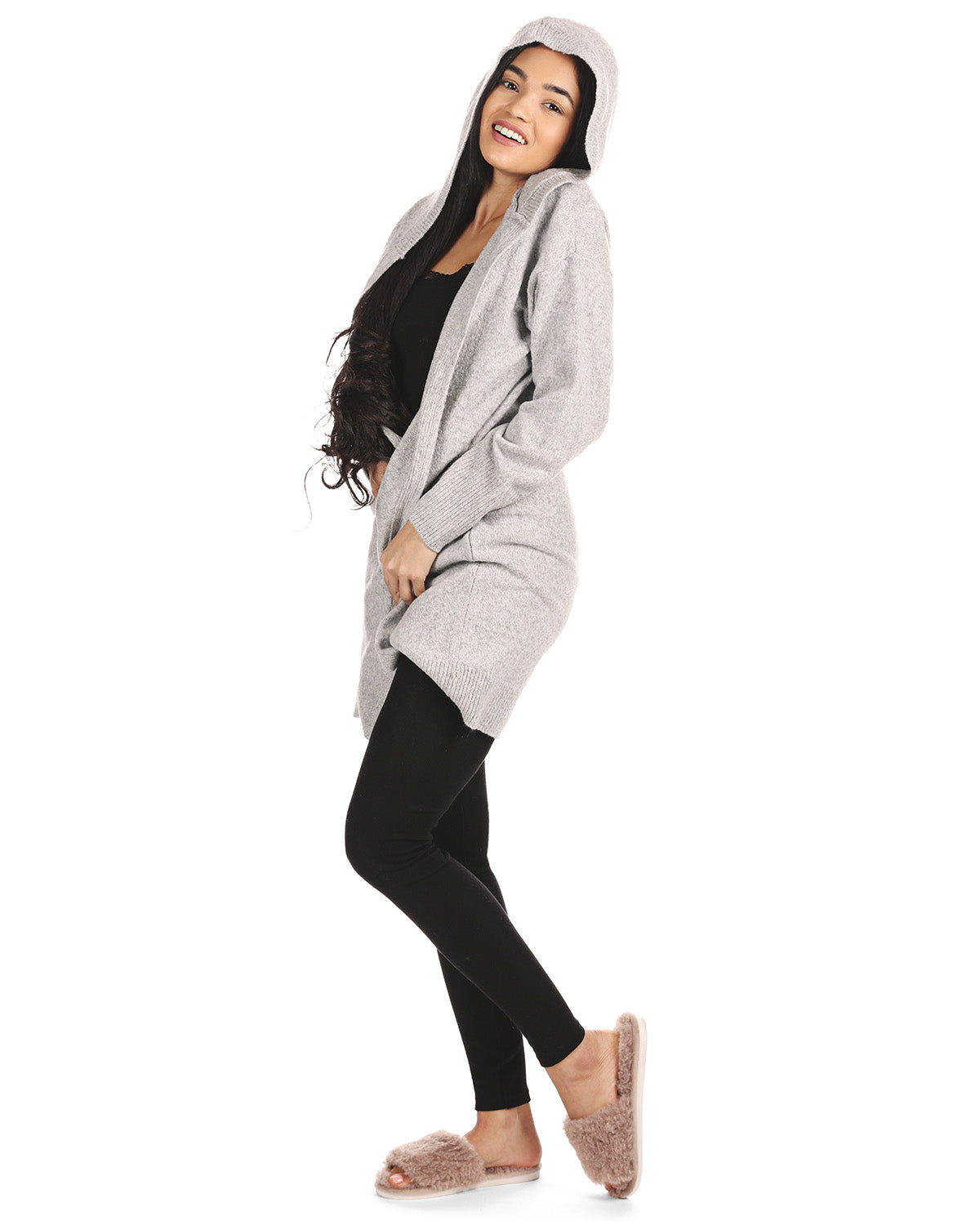Women's Sweater Knit Hooded Open-Front Cardigan Sweater - Charming Charlie