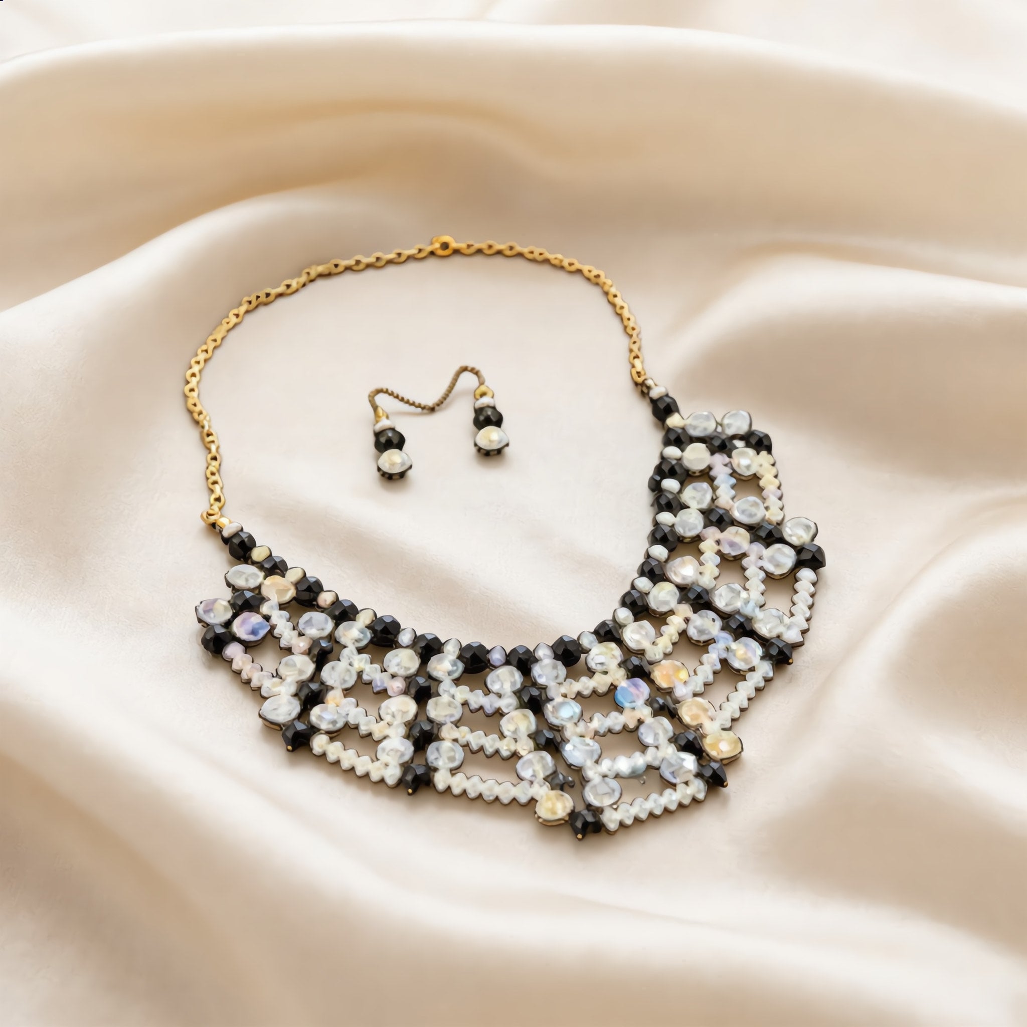 Black and White Beaded Choker Set - Charming Charlie
