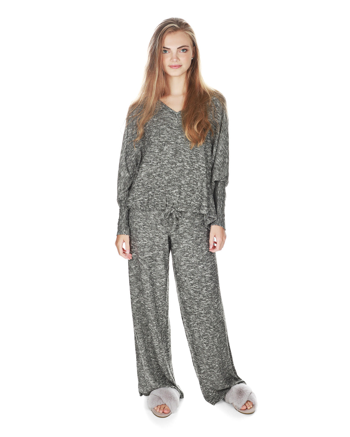 Women's Hacci Wide Leg Soft Lightweight Lounge Pants - Charming Charlie