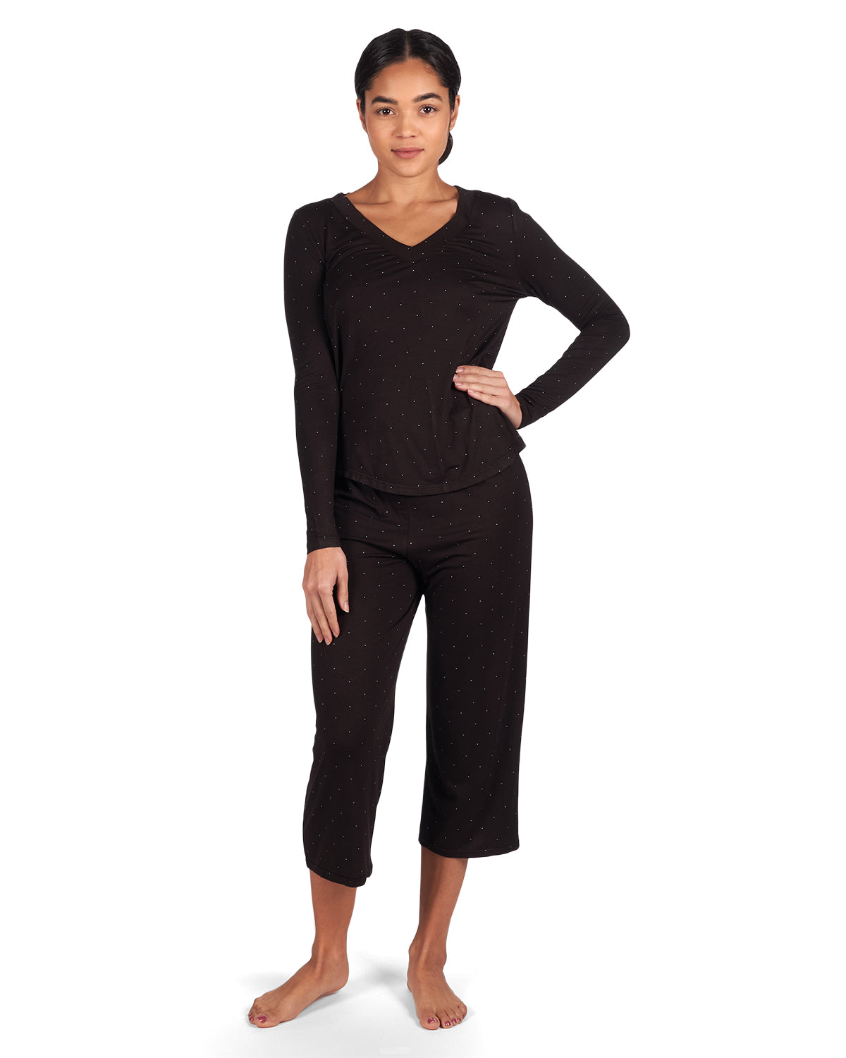 Women's Ultra-Soft Polka Dot Bamboo Blend Long Sleeve Top - Charming Charlie