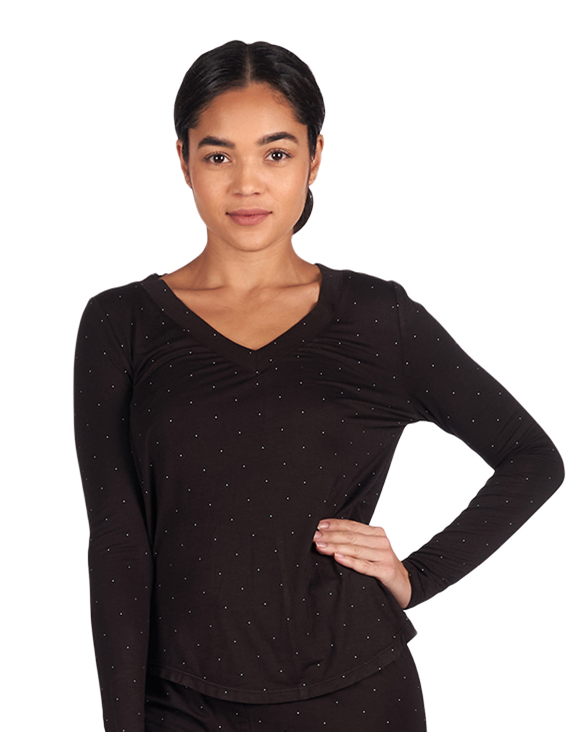 Women's Ultra-Soft Polka Dot Bamboo Blend Long Sleeve Top - Charming Charlie