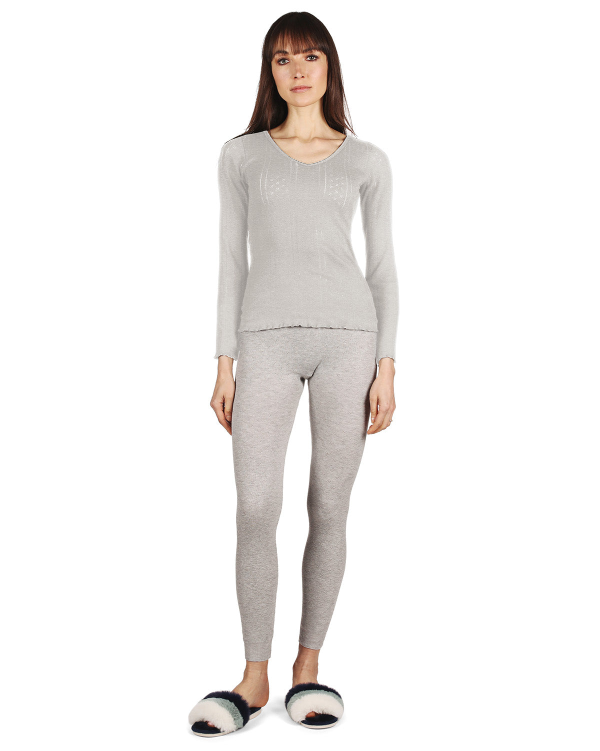 Women's Pointelle Rib Knit Seamless Long Sleeve Top - Charming Charlie