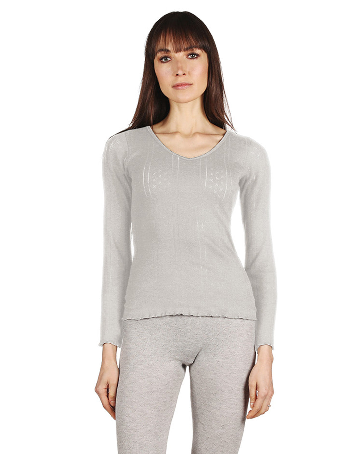 Women's Pointelle Rib Knit Seamless Long Sleeve Top - Charming Charlie